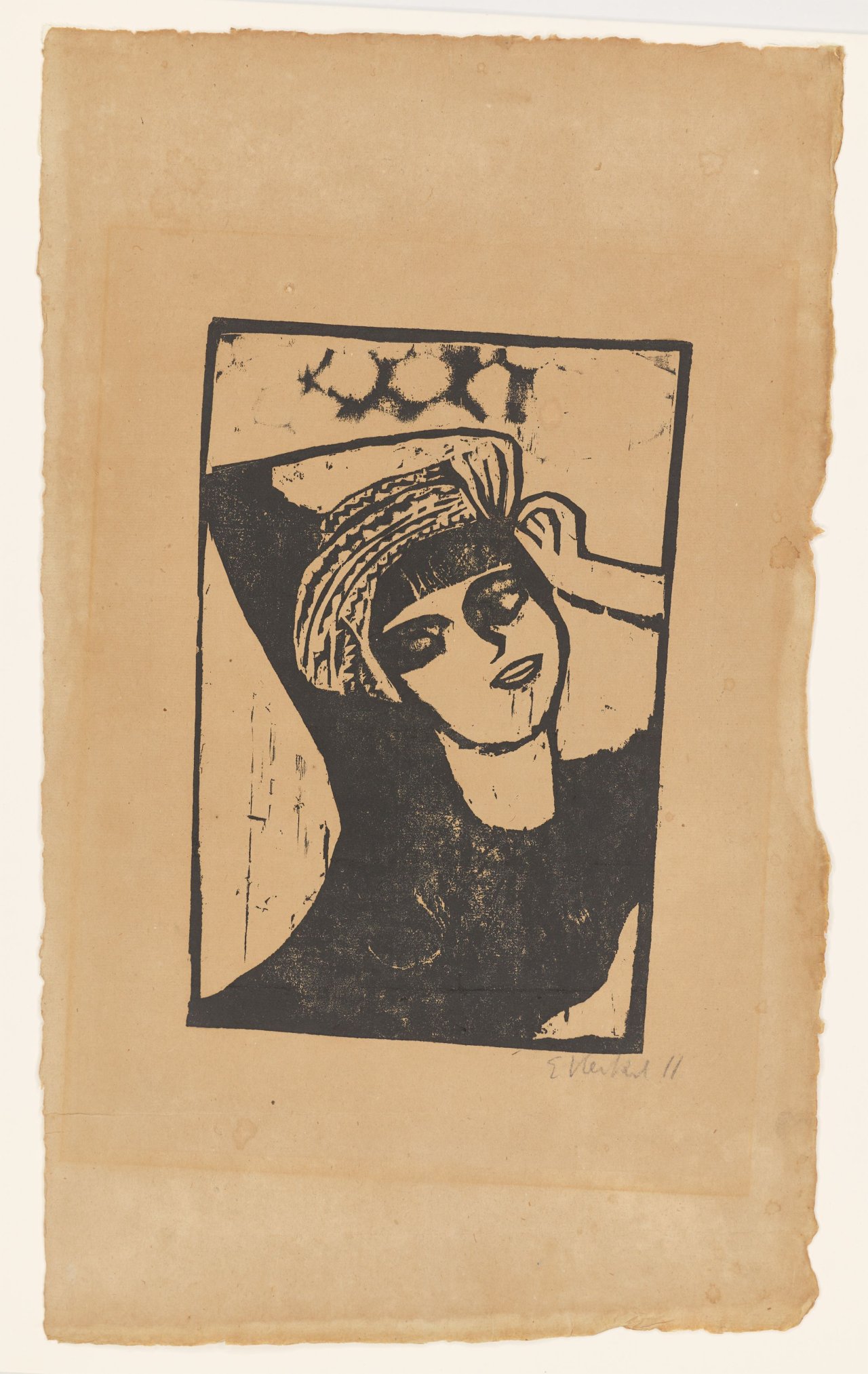 Auf diesem Bild ist das folgende Kunstwerk zu sehen: Erich Heckel. „Mädchen mit Turban (Mädchen / Der Turban)“. 1911.