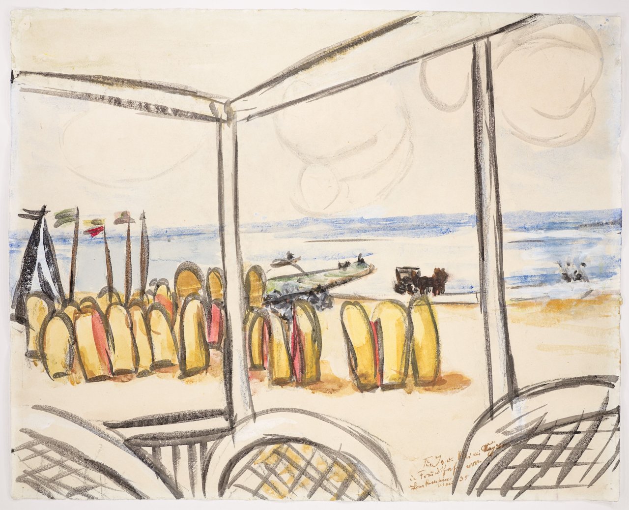 Auf diesem Bild ist das folgende Kunstwerk zu sehen: Max Beckmann. „Strandansicht von der Terrasse aus gesehen“. 1935.