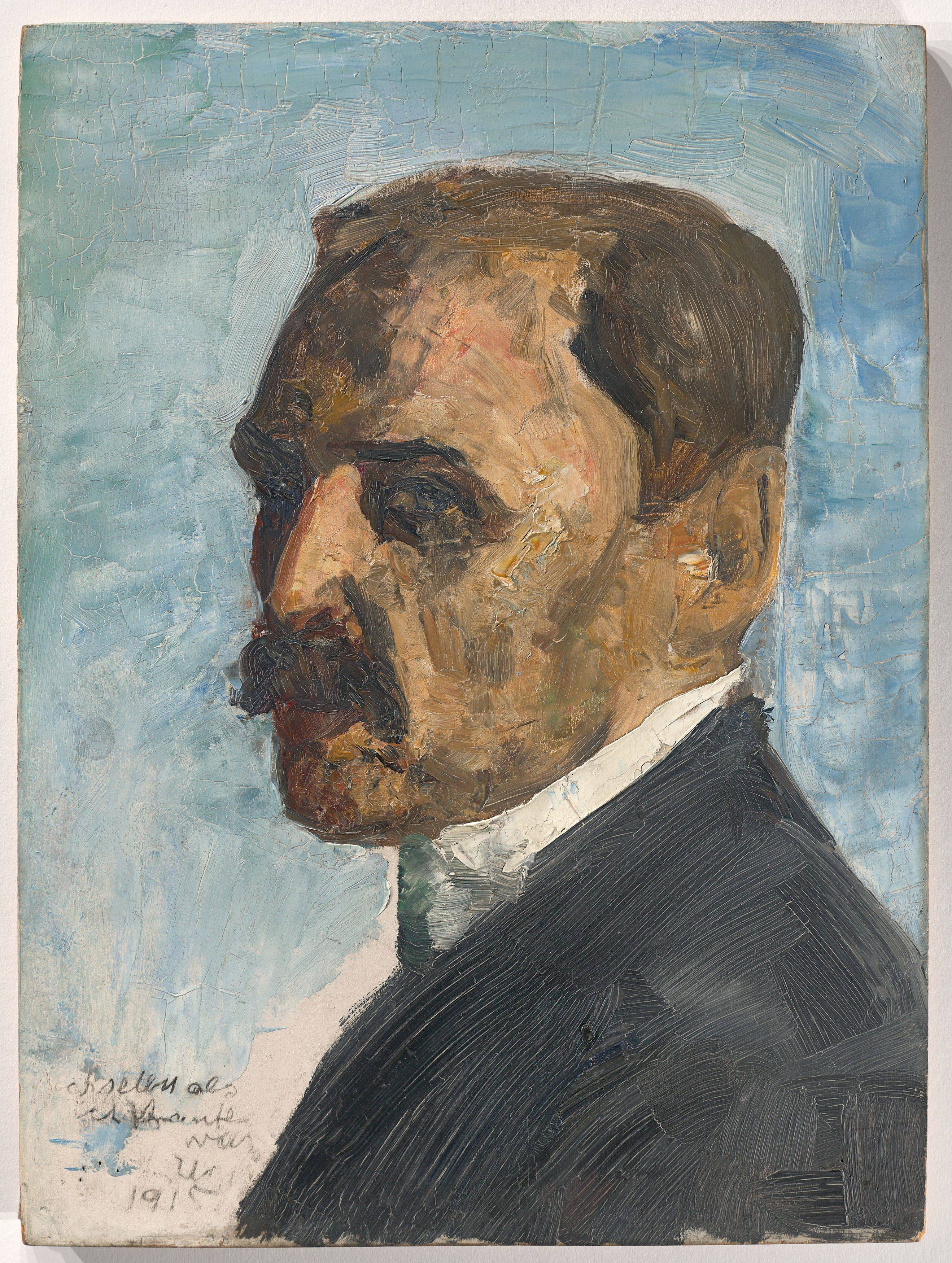 This picture shows the following artwork: Lesser Ury. ”Selbstbildnis (Ich selbst als ich krank war)”. 1915.