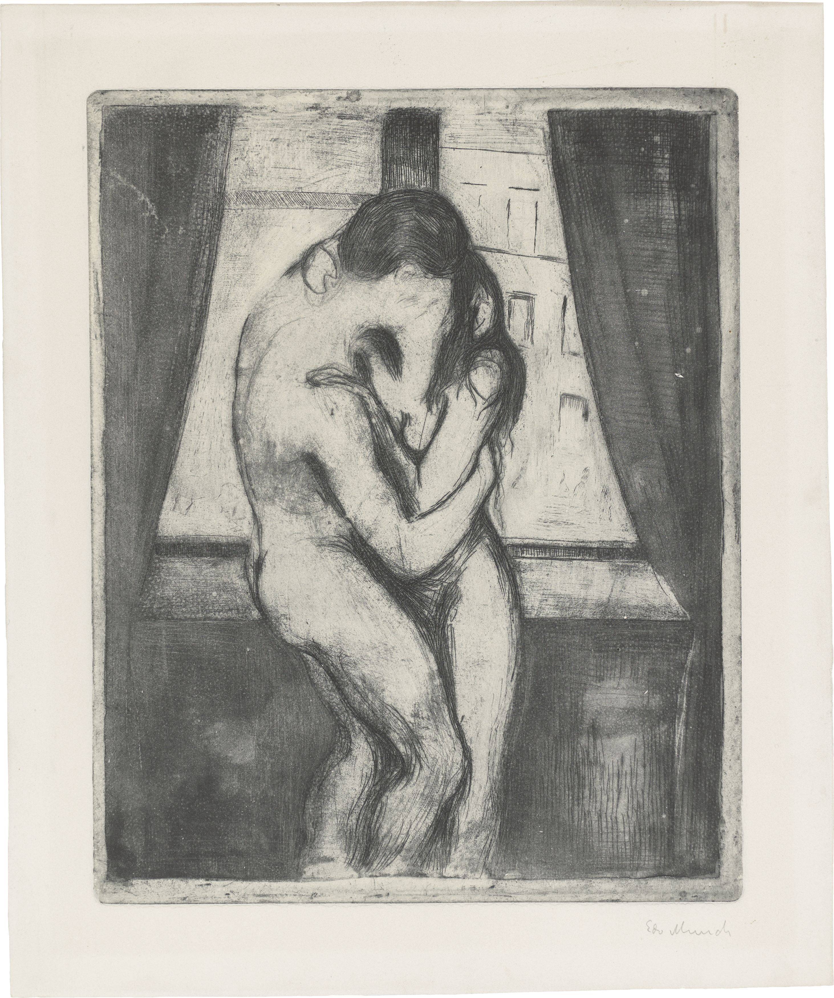 Auf diesem Bild ist das folgende Kunstwerk zu sehen: Edvard Munch. „Der Kuss“. 1895.