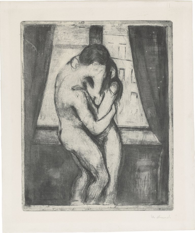 Auf diesem Bild ist das folgende Kunstwerk zu sehen: Edvard Munch. „Der Kuss“. 1895.