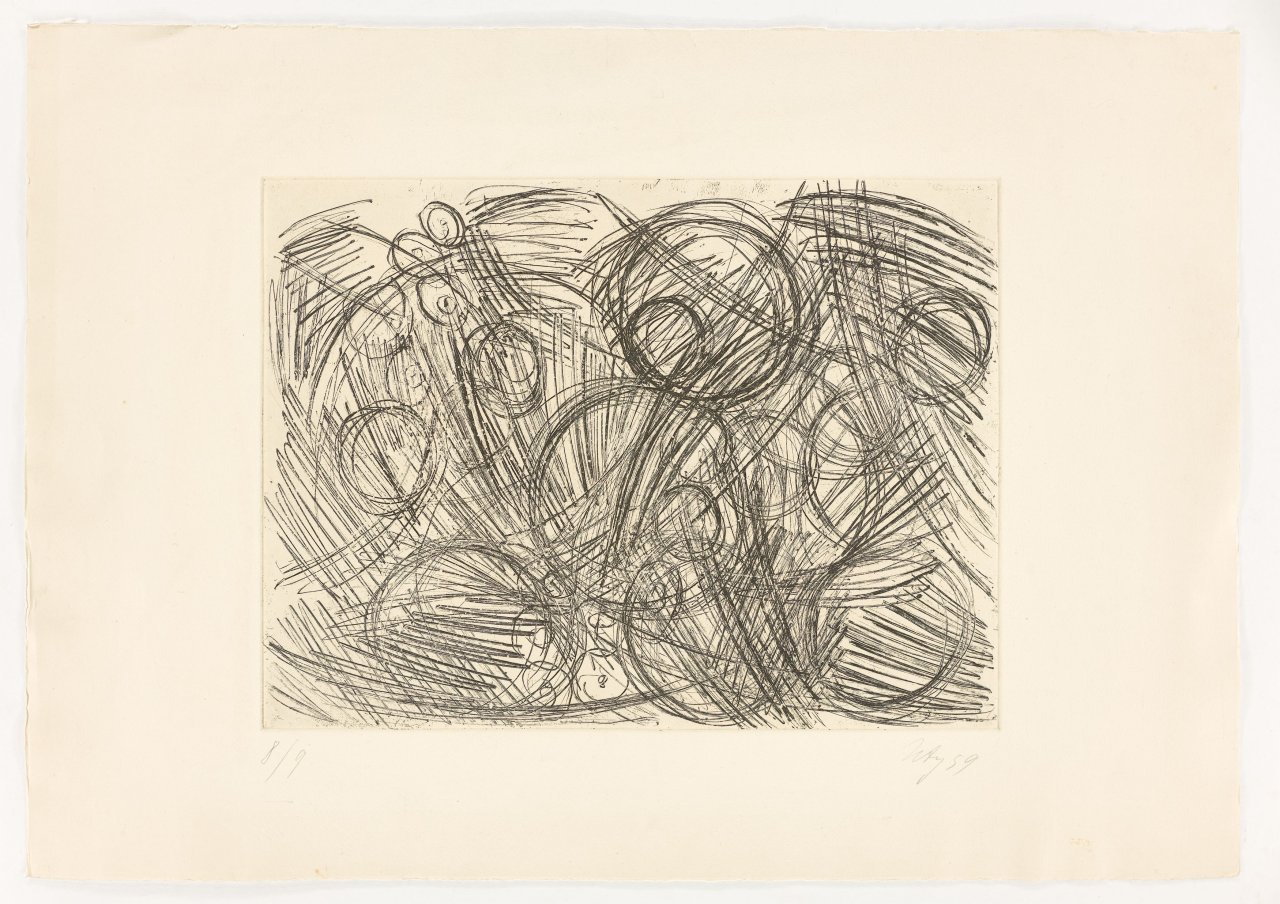 Auf diesem Bild ist das folgende Kunstwerk zu sehen: Ernst Wilhelm Nay. „Vernis Mous II“. 1959.