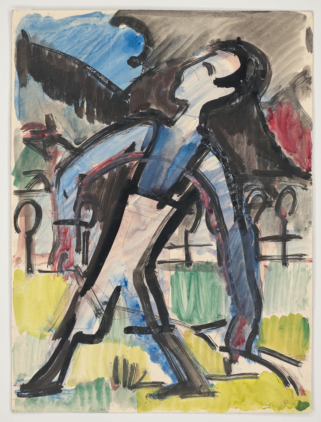 Auf diesem Bild ist das folgende Kunstwerk zu sehen: Ernst Ludwig Kirchner. Bauernjunge mit Pfeil. Um 1925/30.