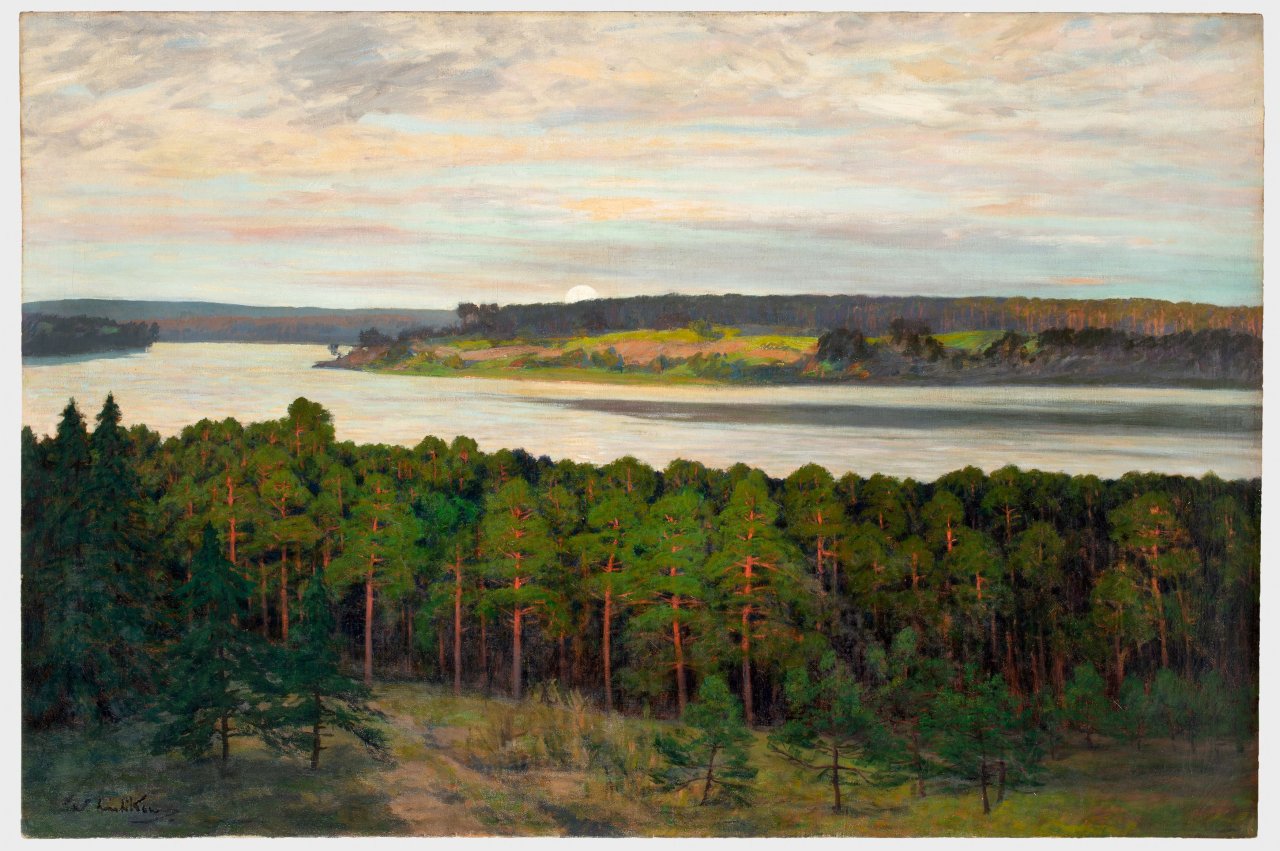 This picture shows the following artwork: Walter Leistikow. Evening Havel Landscape with Rising Full Moon.