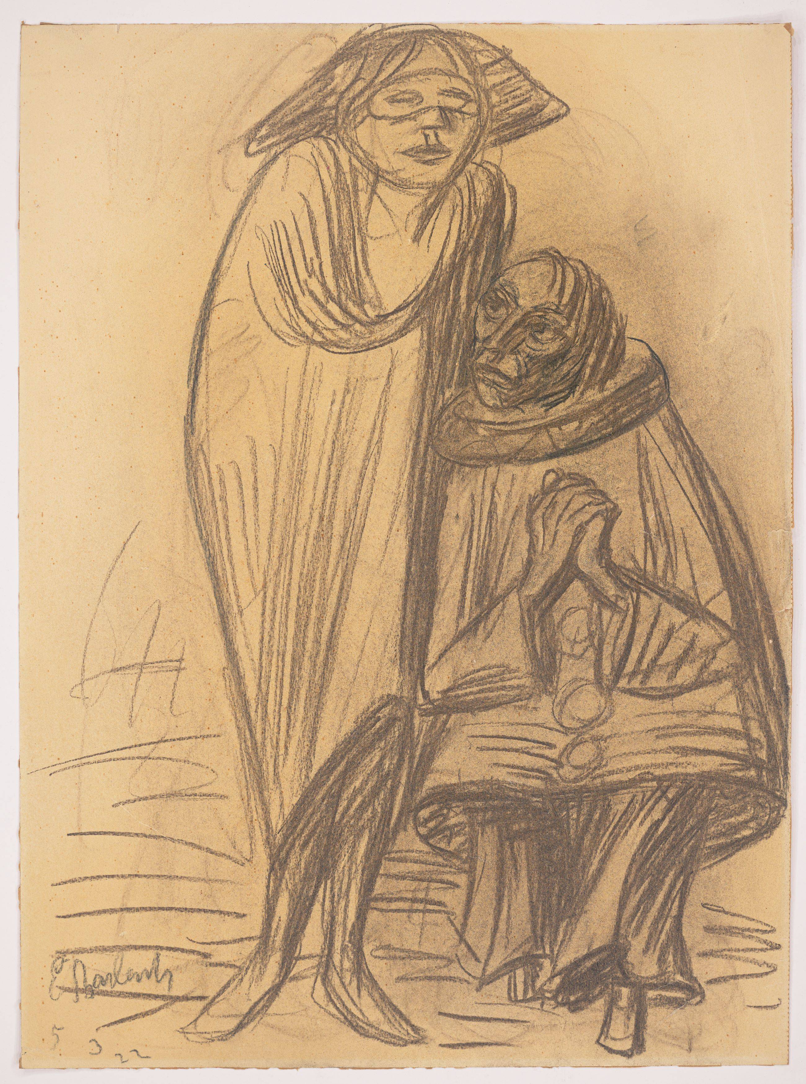 This picture shows the following artwork: Ernst Barlach. ”Pierrot und Colombine”. 1922.