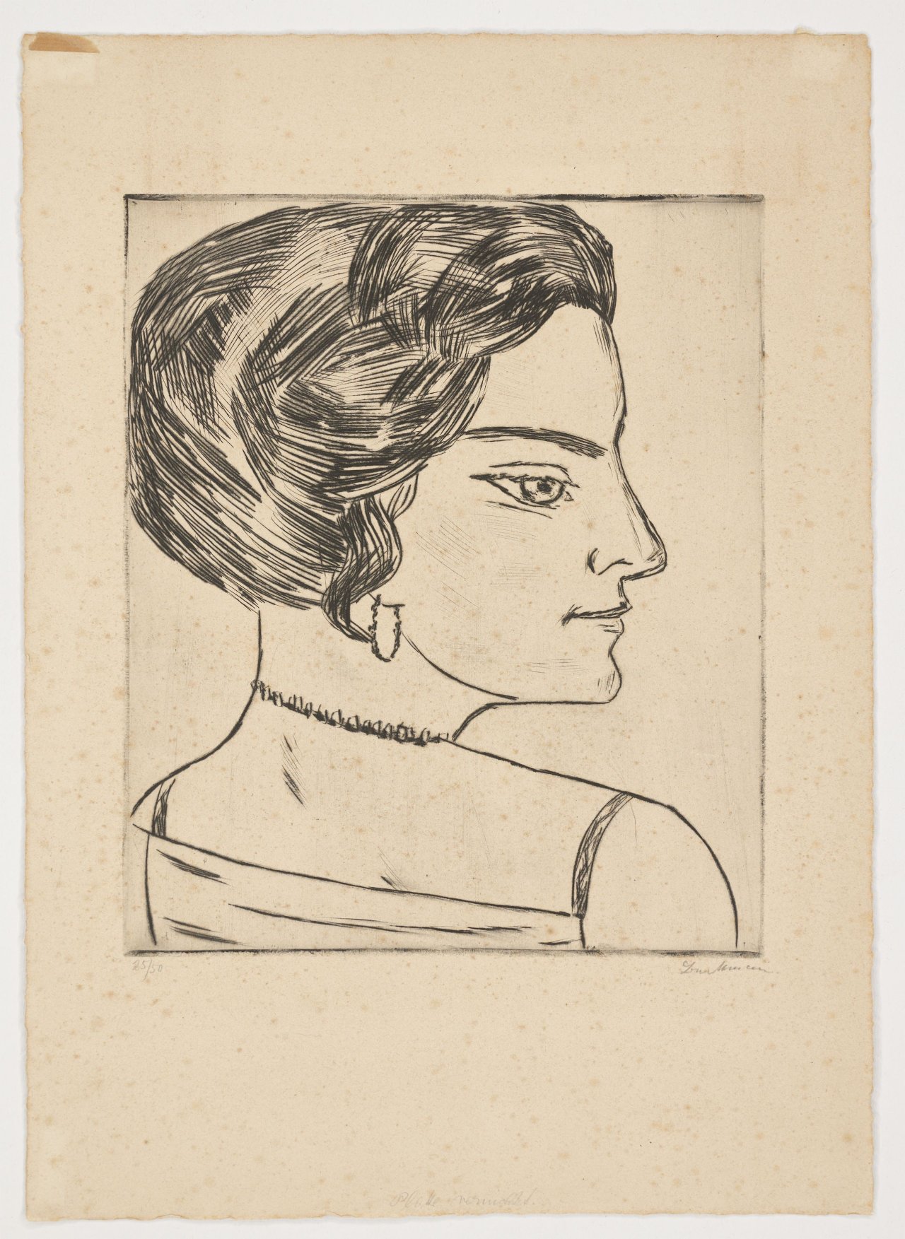 This picture shows the following artwork: Max Beckmann. ”Naila im Profil (Bildnis Frau H. M.)”. 1923.