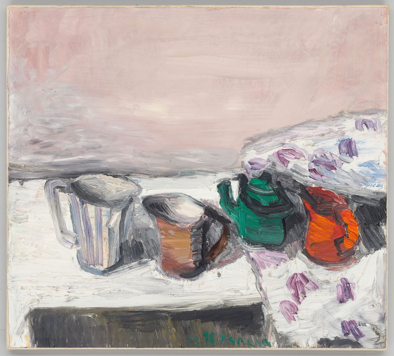 This picture shows the following artwork: Klaus Fußmann. Still life with jugs. 1998.