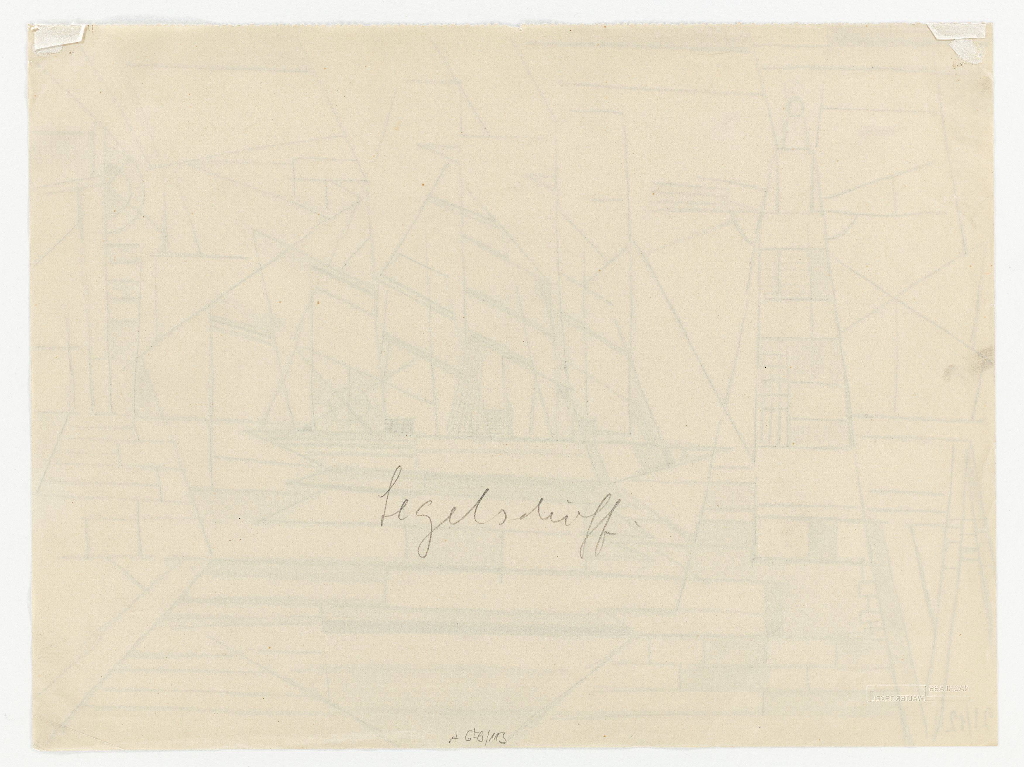 This picture shows the following artwork: Walter Dexel. Leuchtturm und Segelschiff (Lighthouse and sailing ship). 1912.