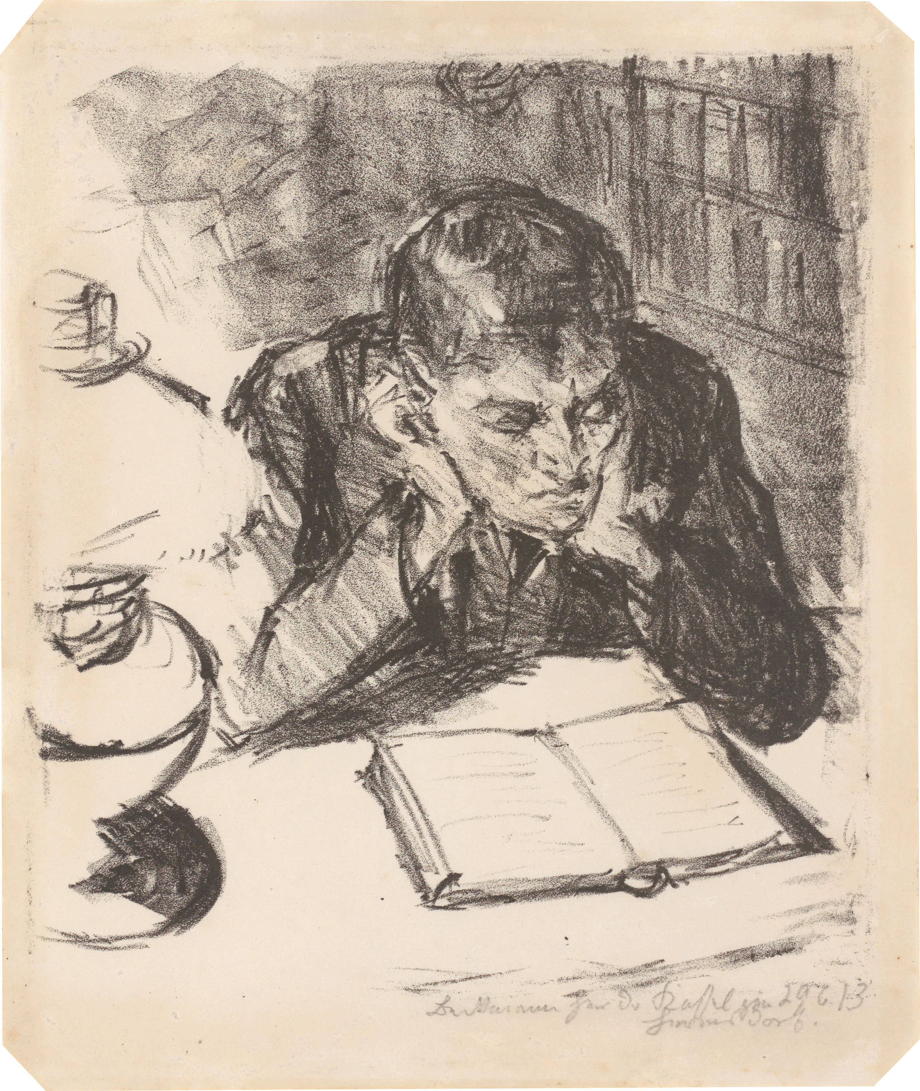 This picture shows the following artwork: Max Beckmann. ”Lesender Mann II (Selbstbildnis)”. 1912.