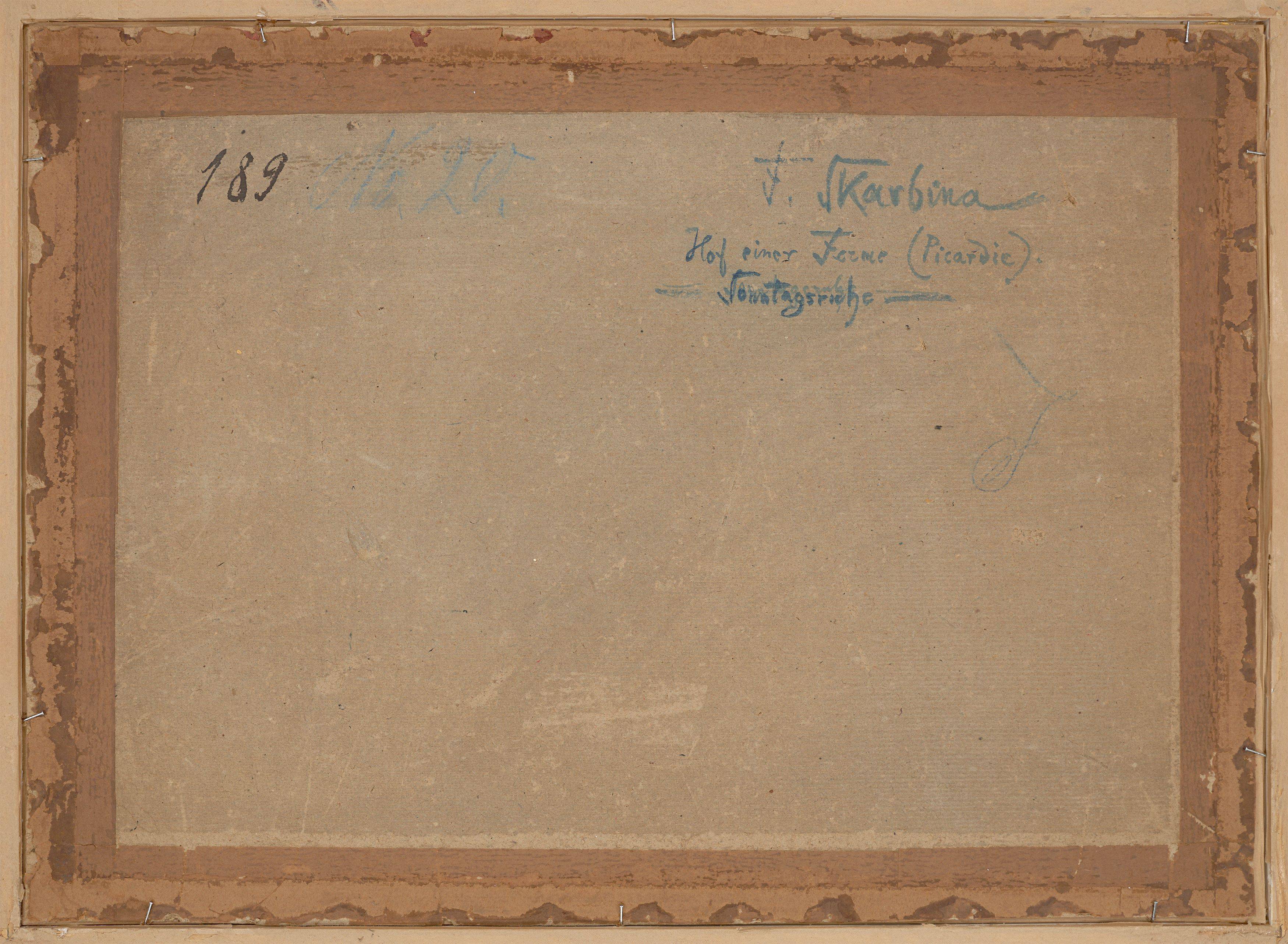 This picture shows the following artwork: Franz Skarbina. ”Hof einer Ferme (Picardie). Sonntagsruhe”. 1888.