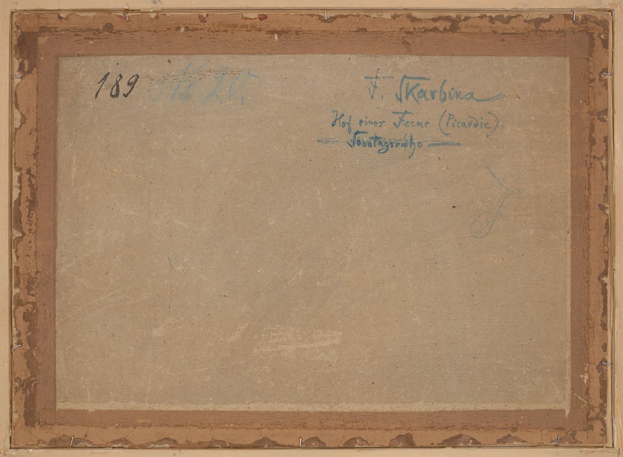 This picture shows the following artwork: Franz Skarbina. ”Hof einer Ferme (Picardie). Sonntagsruhe”. 1888.