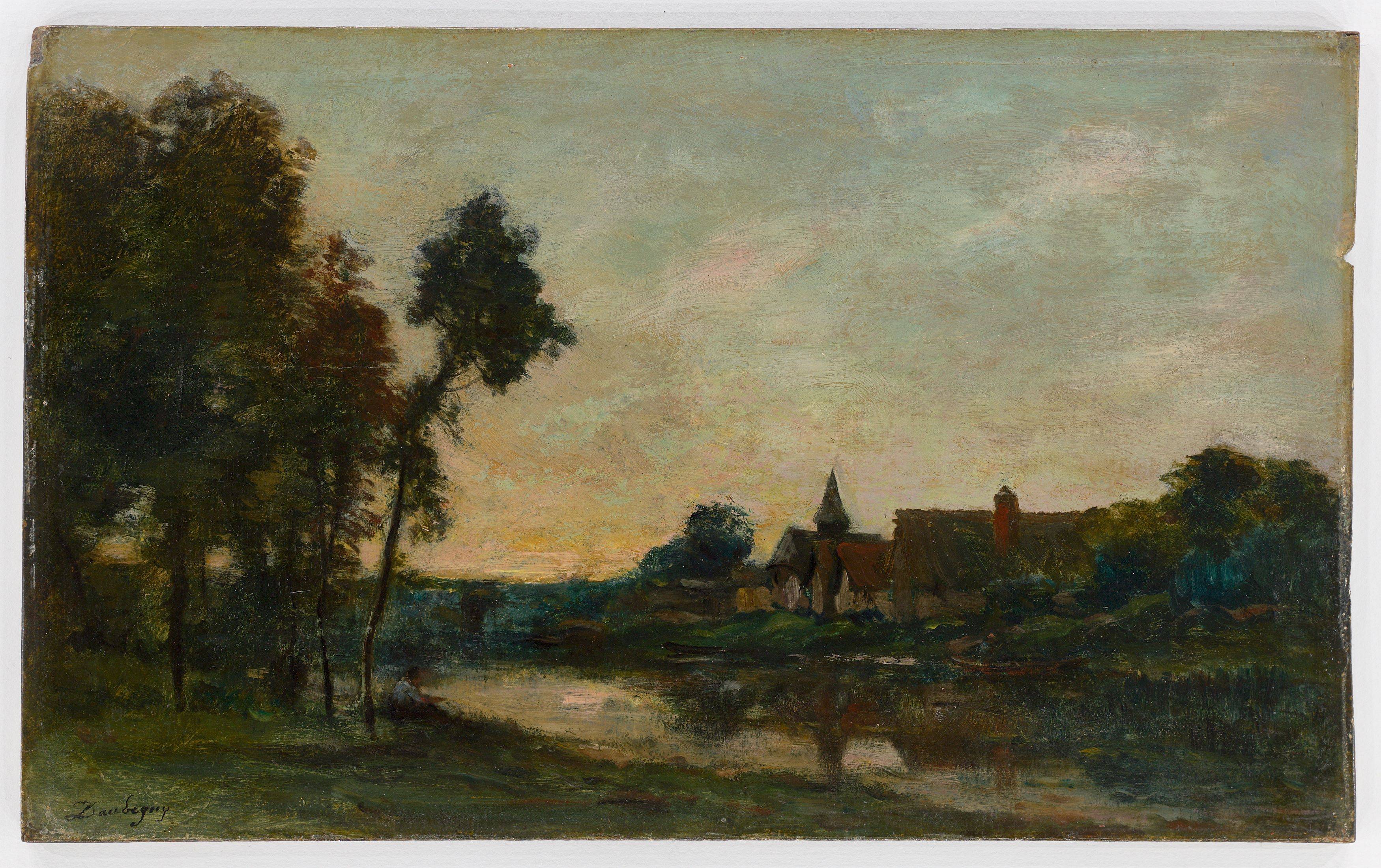 This picture shows the following artwork: Charles-François Daubigny. Evening in Porte-Joie. Circa 1875.