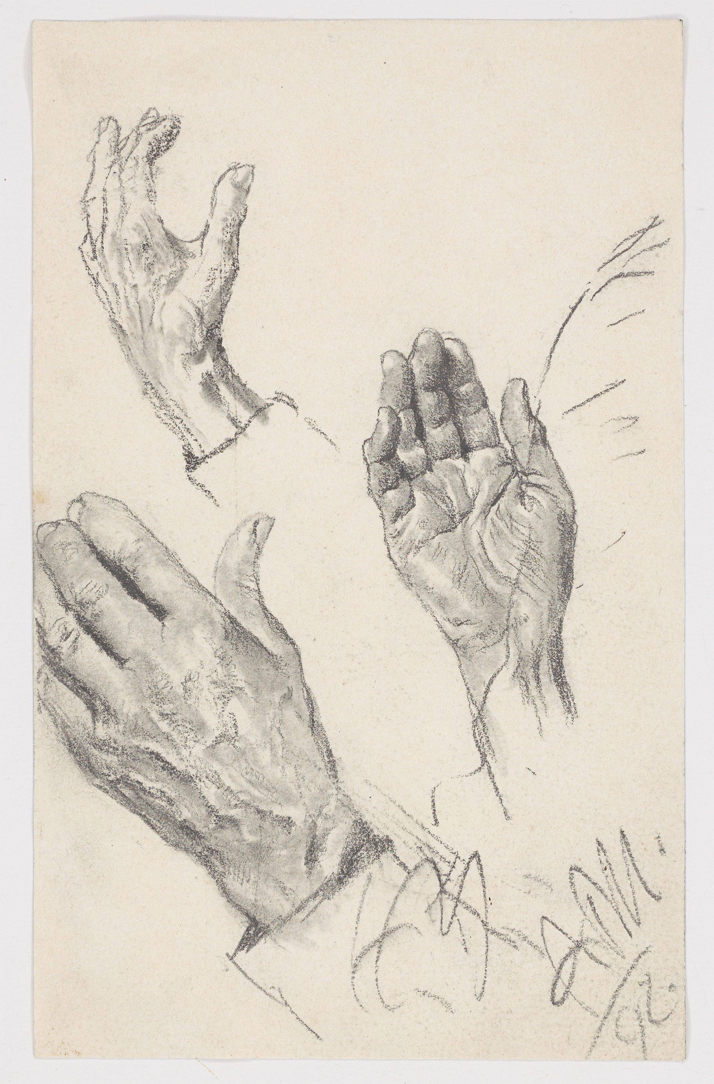 This picture shows the following artwork: Adolph Menzel. Study of Three Hands. 1892.