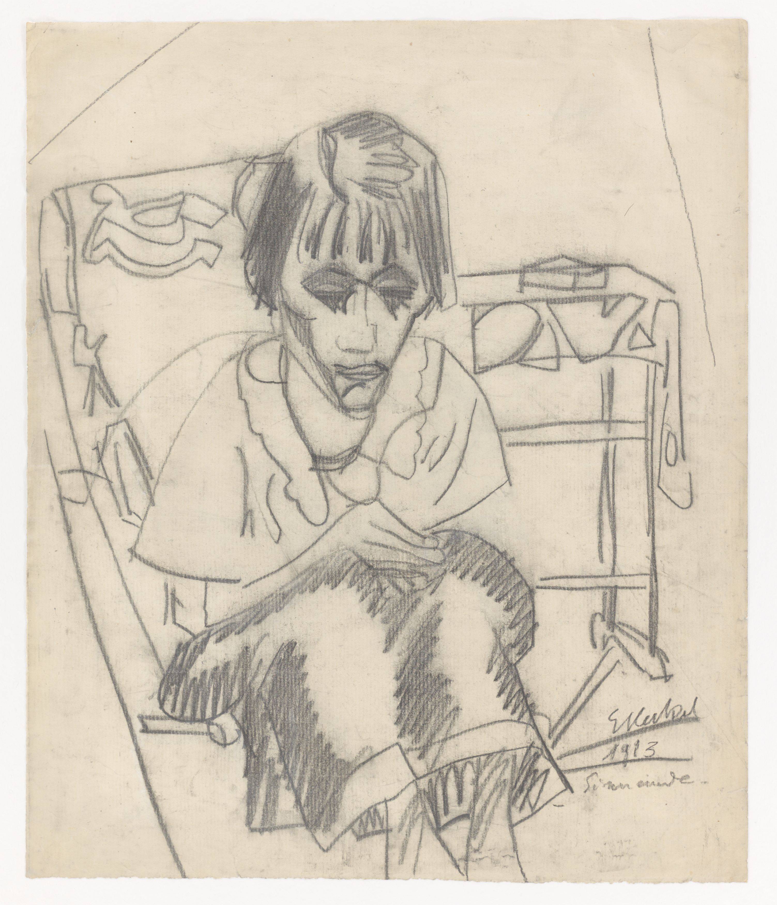 This picture shows the following artwork: Erich Heckel. ”Sinnende”. 1913.
