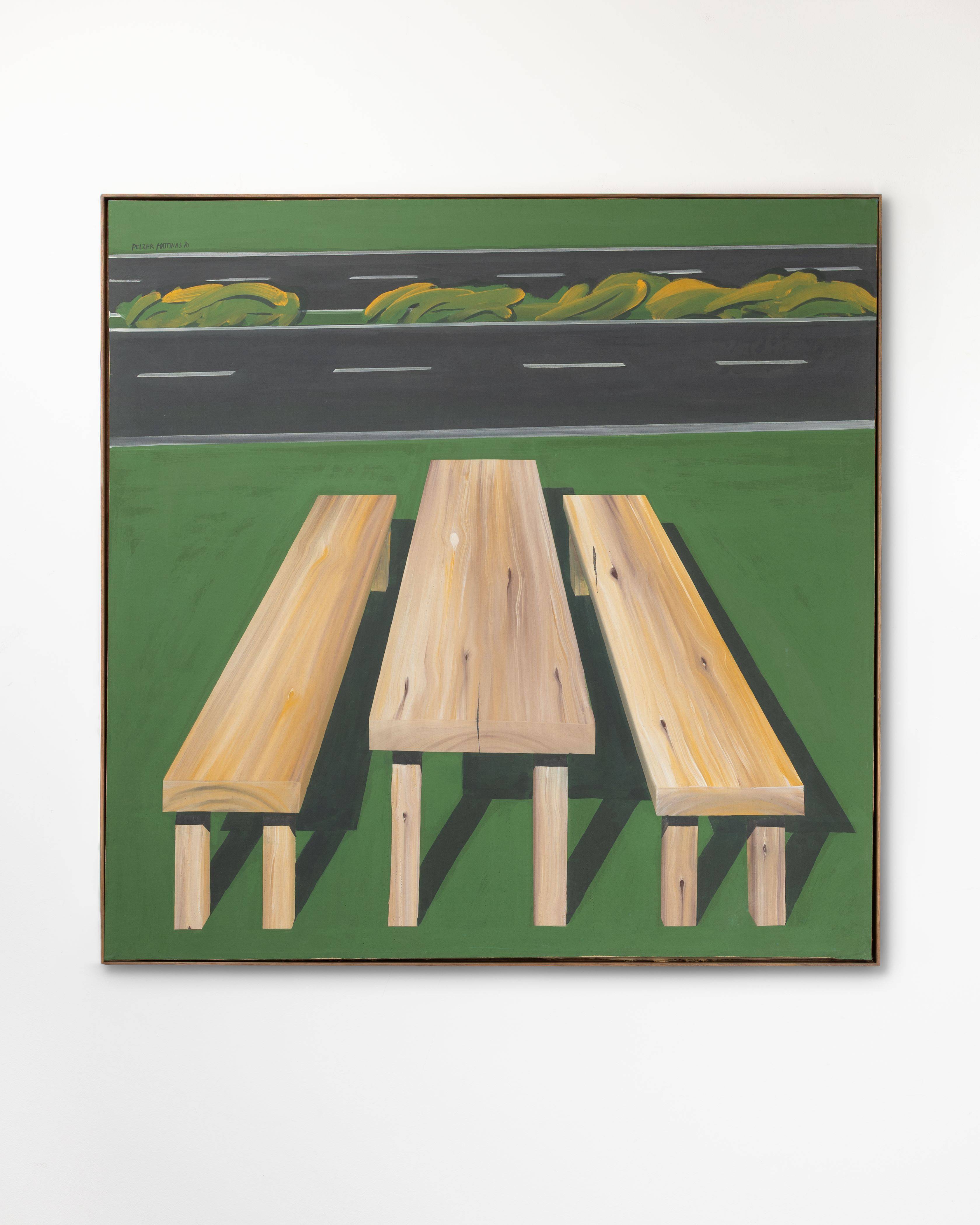 Auf diesem Bild ist das folgende Kunstwerk zu sehen: Werner Matthias Pelzer. „Rastplatz“. 1970.