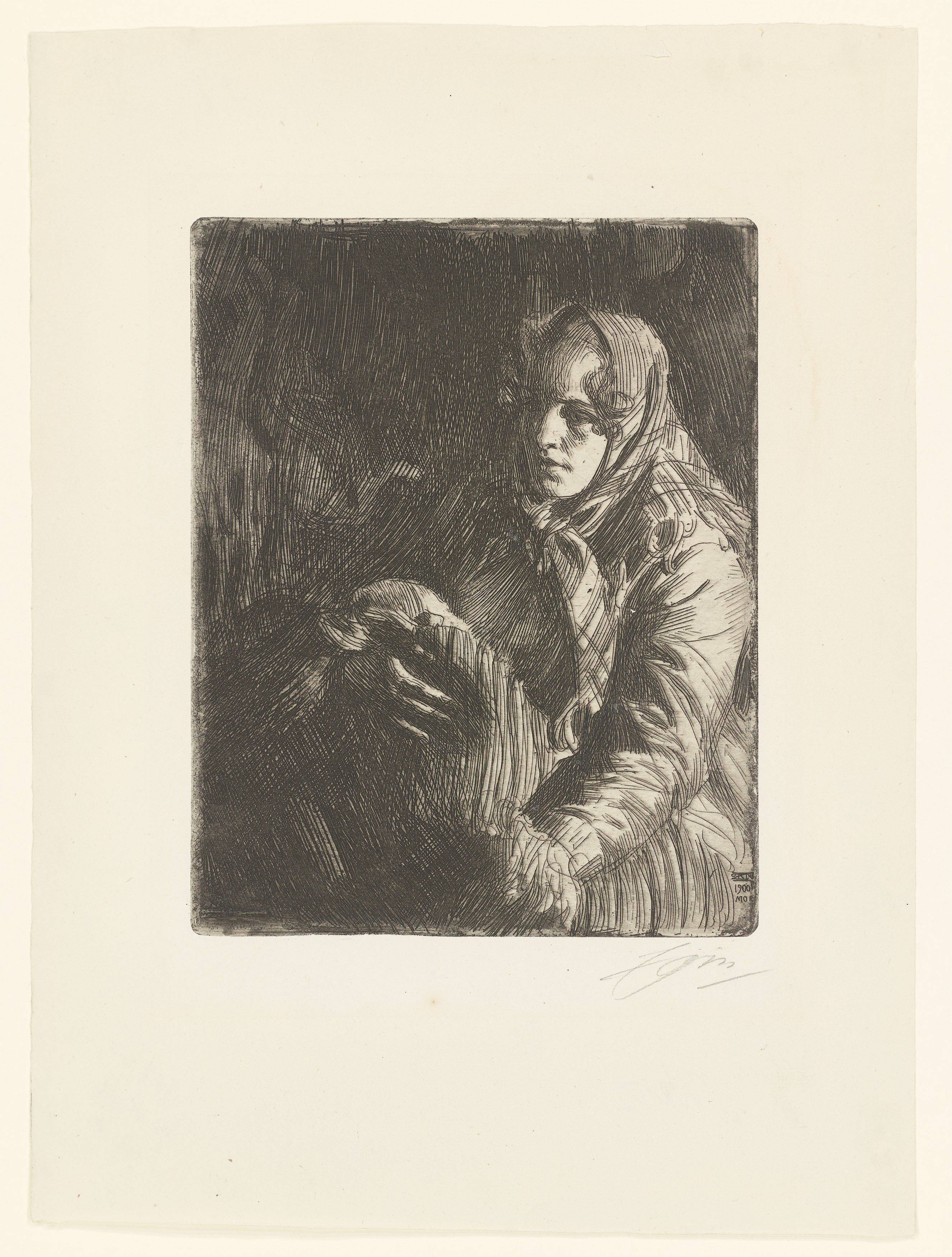 Auf diesem Bild ist das folgende Kunstwerk zu sehen: Anders Zorn. „Madonna“. 1900.