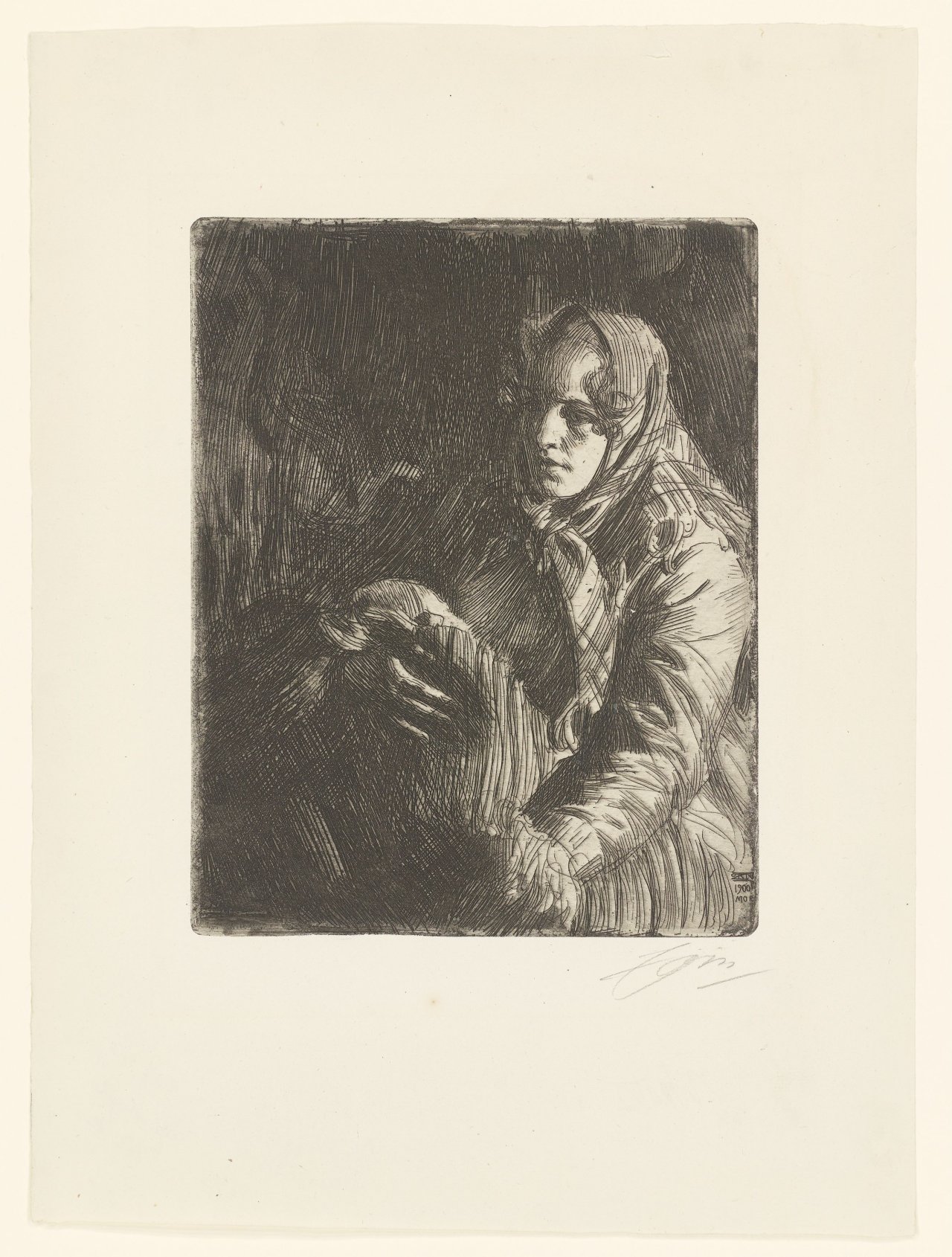 Auf diesem Bild ist das folgende Kunstwerk zu sehen: Anders Zorn. „Madonna“. 1900.