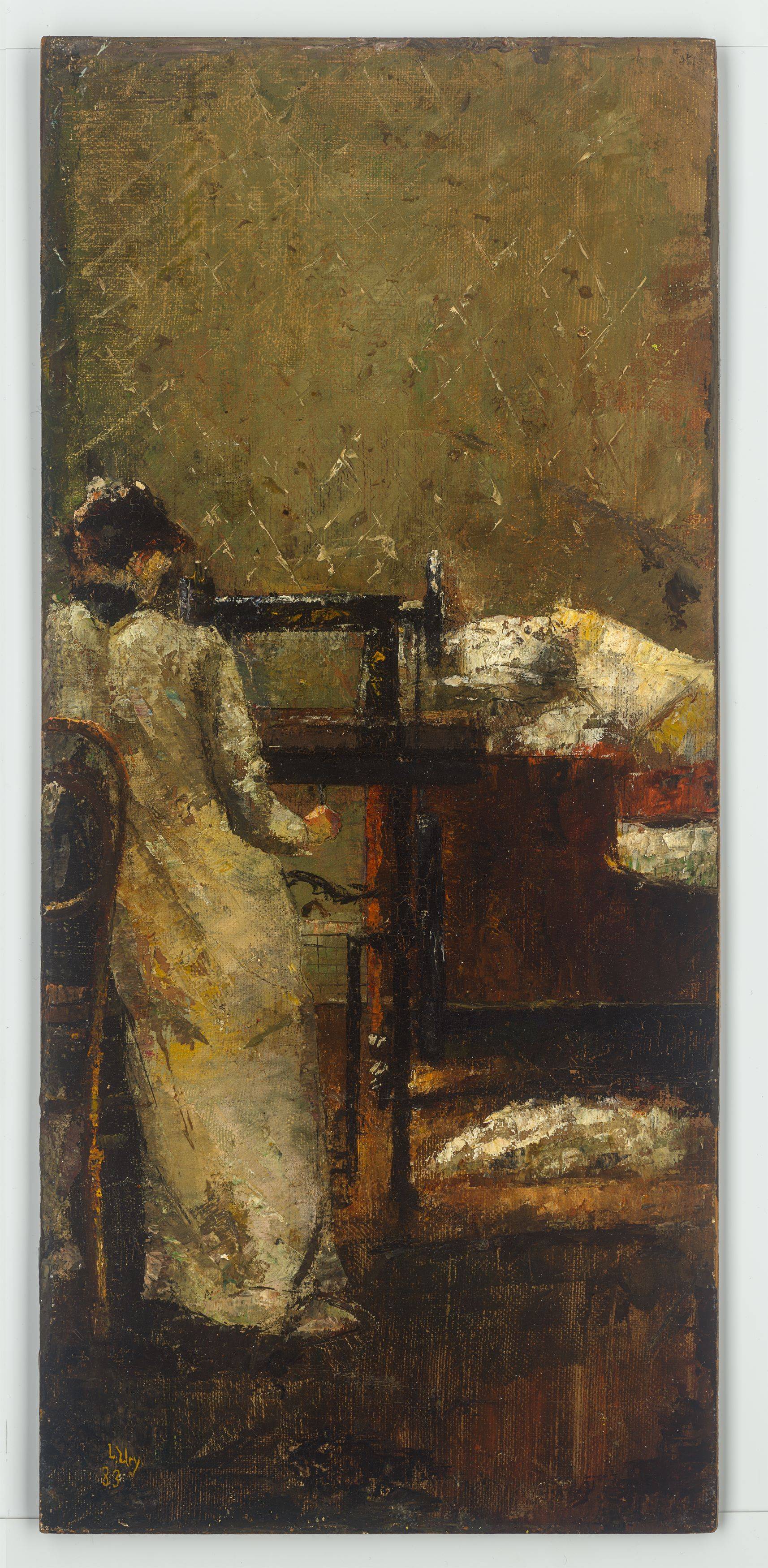 This picture shows the following artwork: Lesser Ury. The Seamstress. 1883.