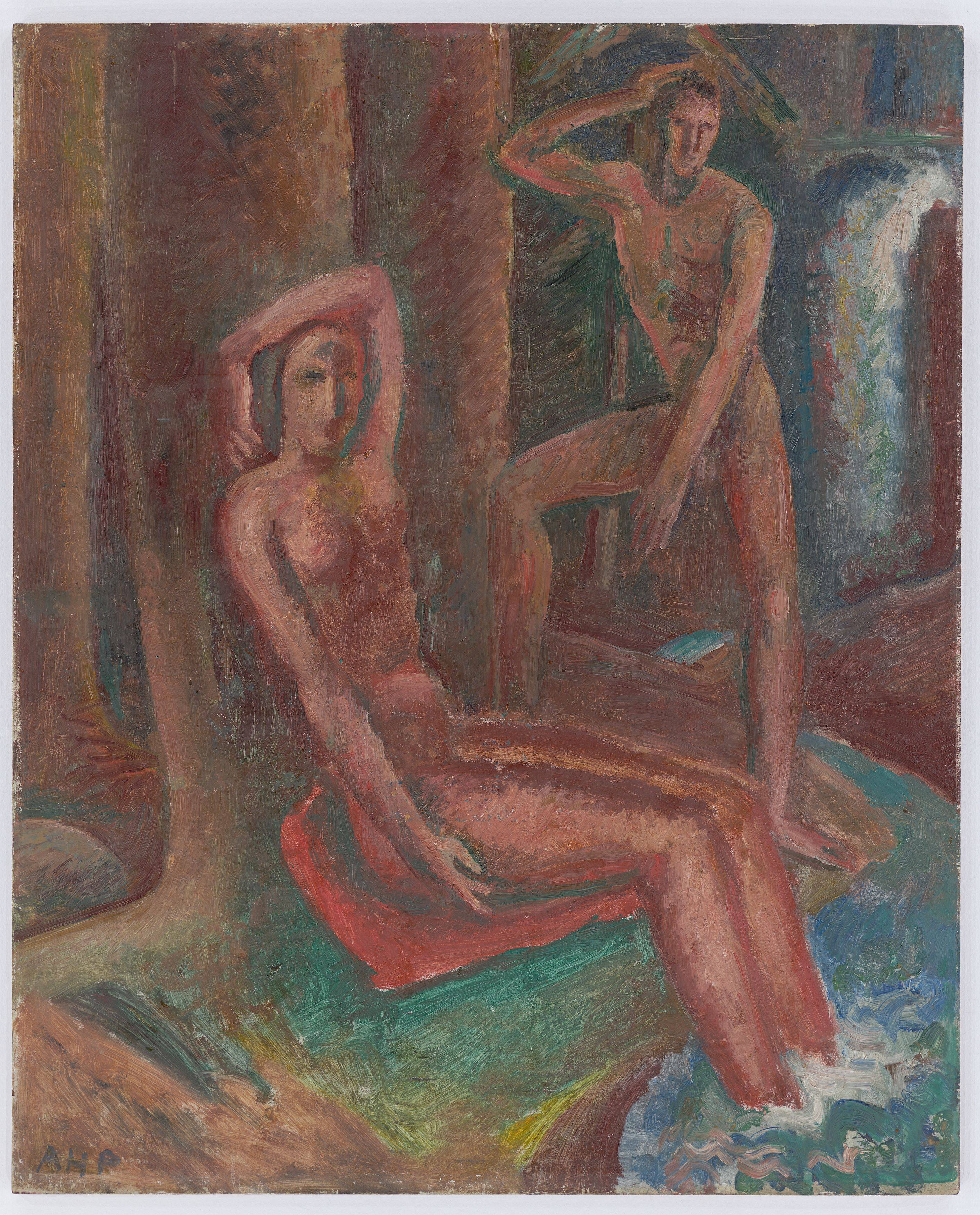 This picture shows the following artwork: Alfred Heinrich Pellegrini. ”Paar am Wasserfall”. 1918.