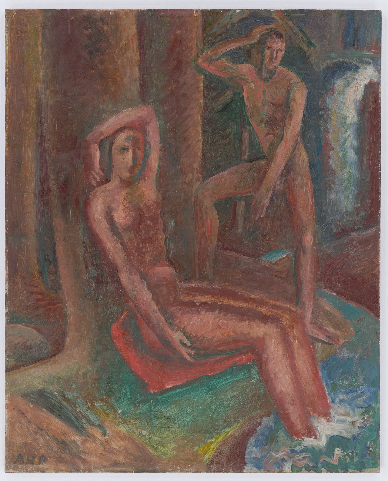 This picture shows the following artwork: Alfred Heinrich Pellegrini. ”Paar am Wasserfall”. 1918.