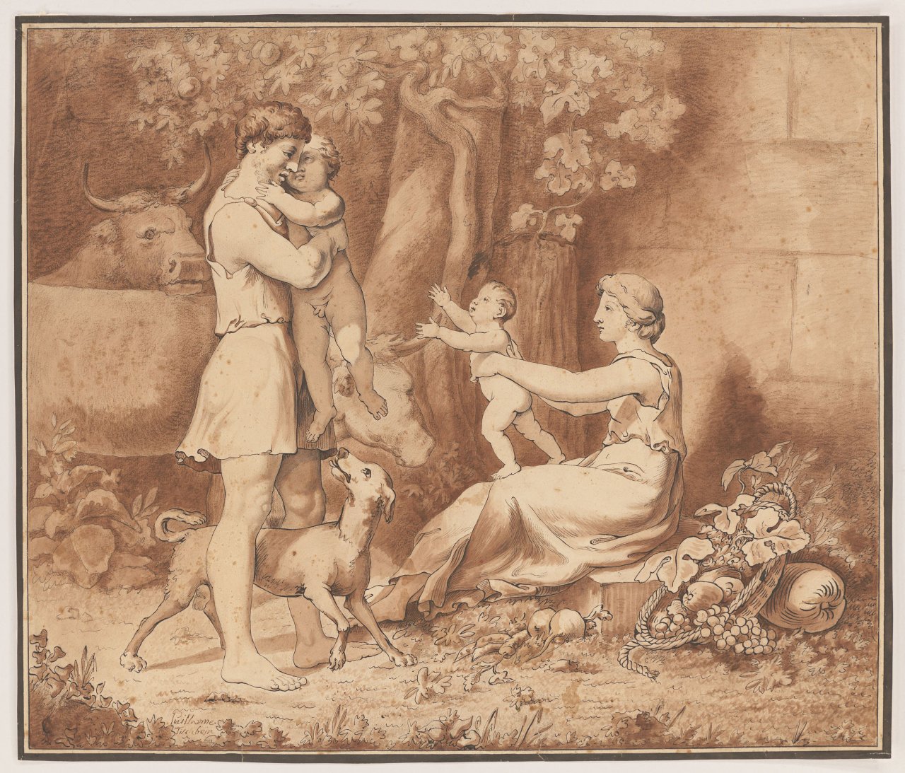 This picture shows the following artwork: Johann Heinrich Wilhelm Tischbein. Ancient shepherd family. 1790s.