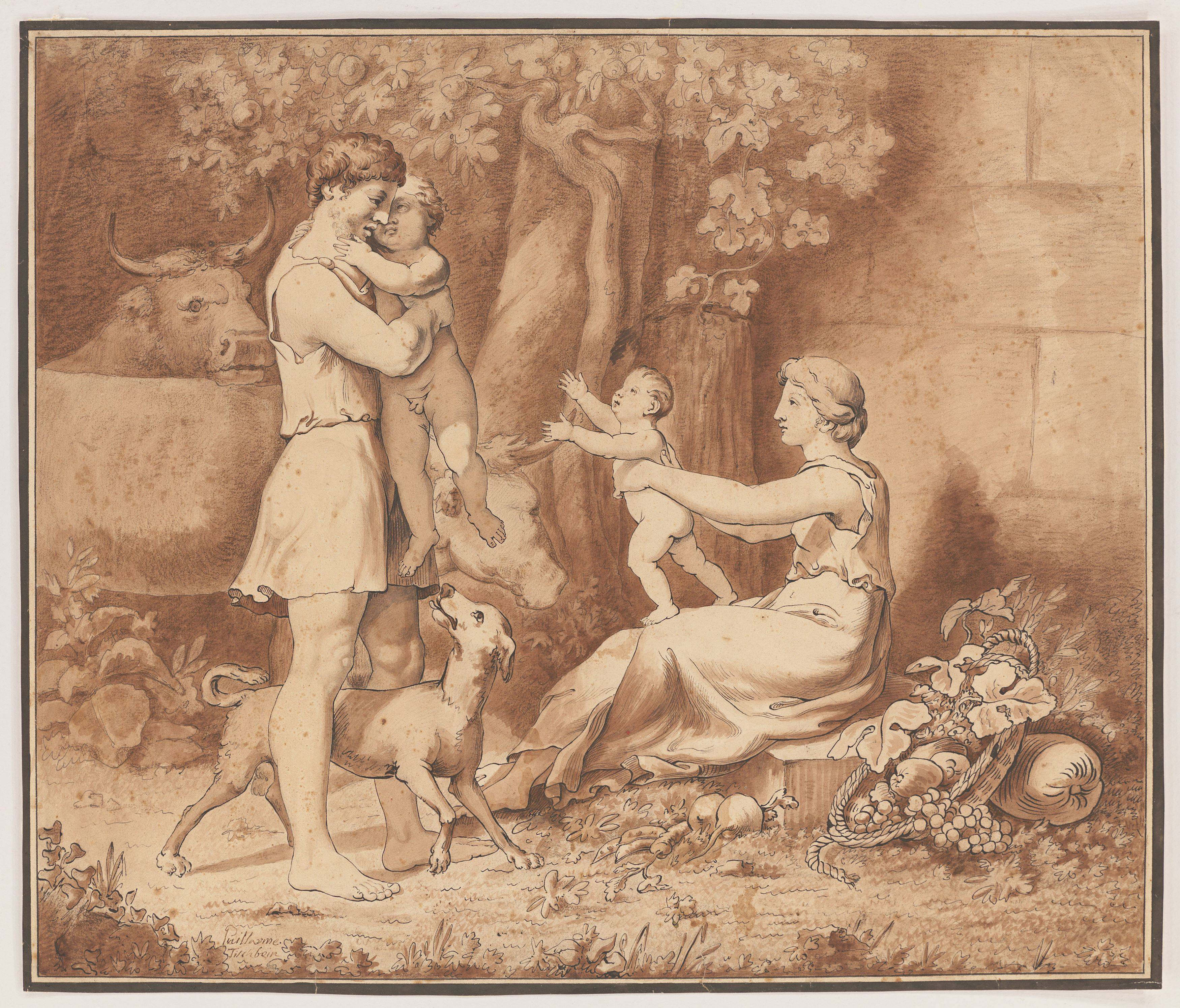 This picture shows the following artwork: Johann Heinrich Wilhelm Tischbein. Ancient shepherd family. 1790s.