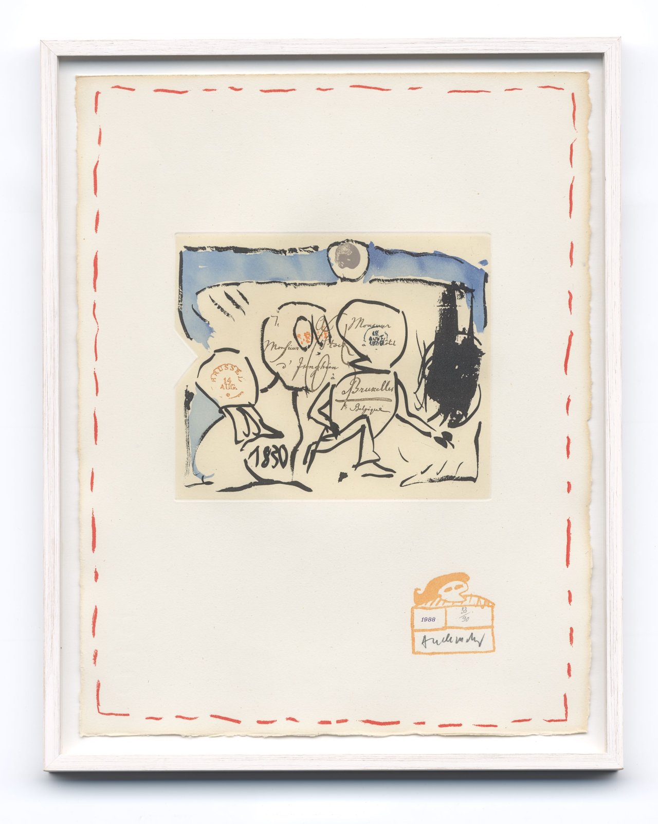 This picture shows the following artwork: Pierre Alechinsky. ”Eugène lonesco – Chaque Matin”. 1988.