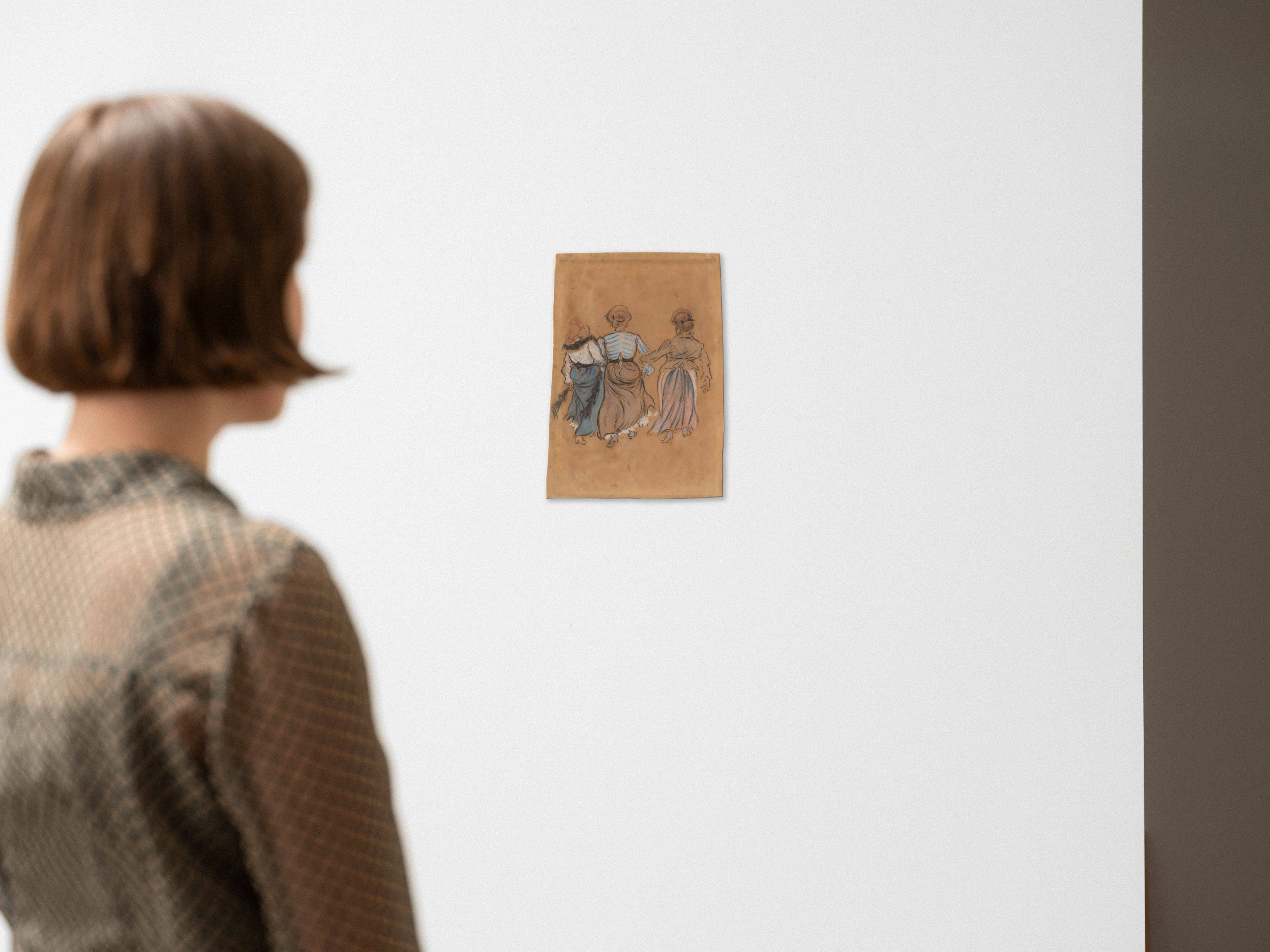 This picture shows the following artwork: Heinrich Zille. Three women in reverse view. Circa 1905–10.