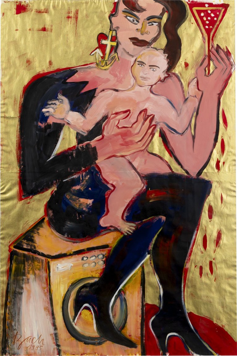 This picture shows the following artwork: Elvira Bach. Untitled (Madonna with child). 1995.