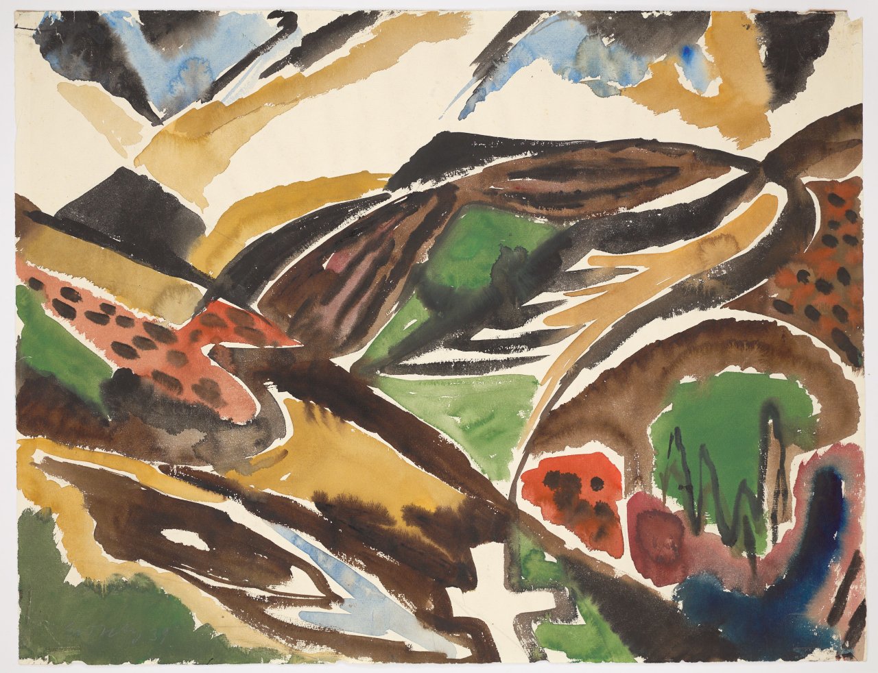 This picture shows the following artwork: Ernst Wilhelm Nay. ”Taunuslandschaft”. 1939.