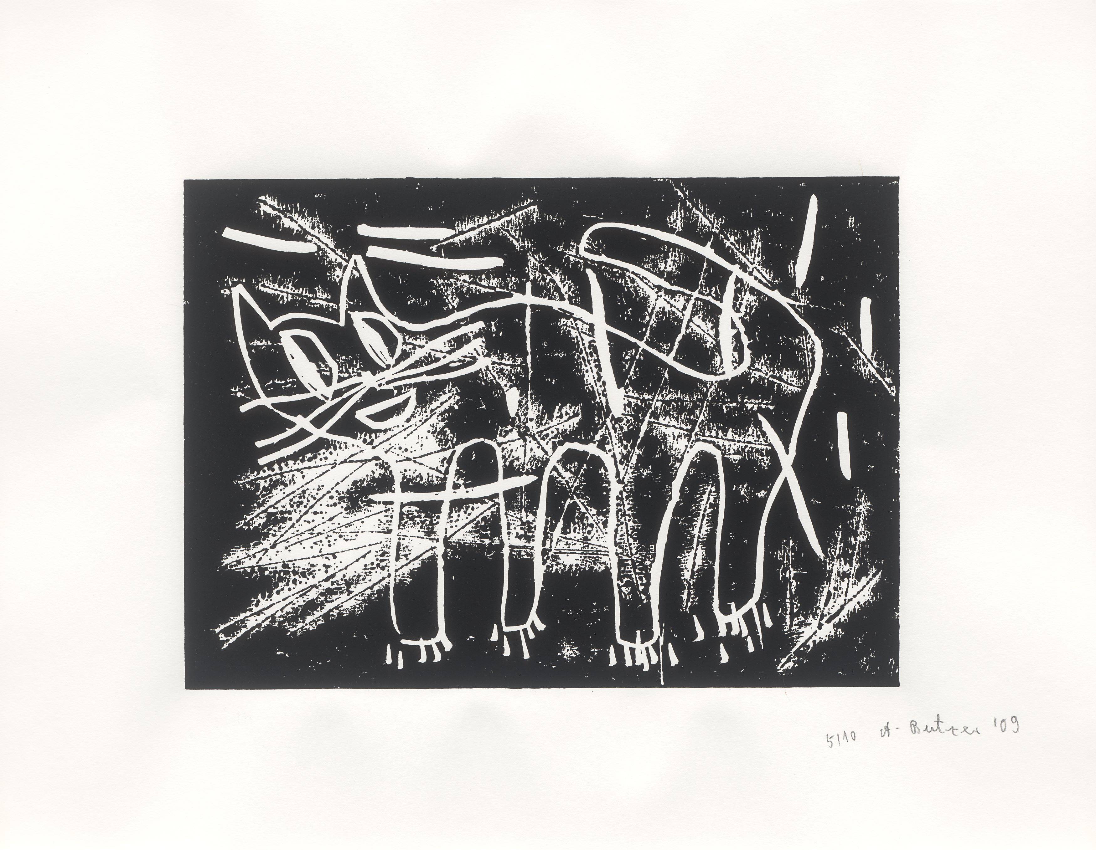 This picture shows the following artwork: André Butzer. Untitled (cats). 2009.