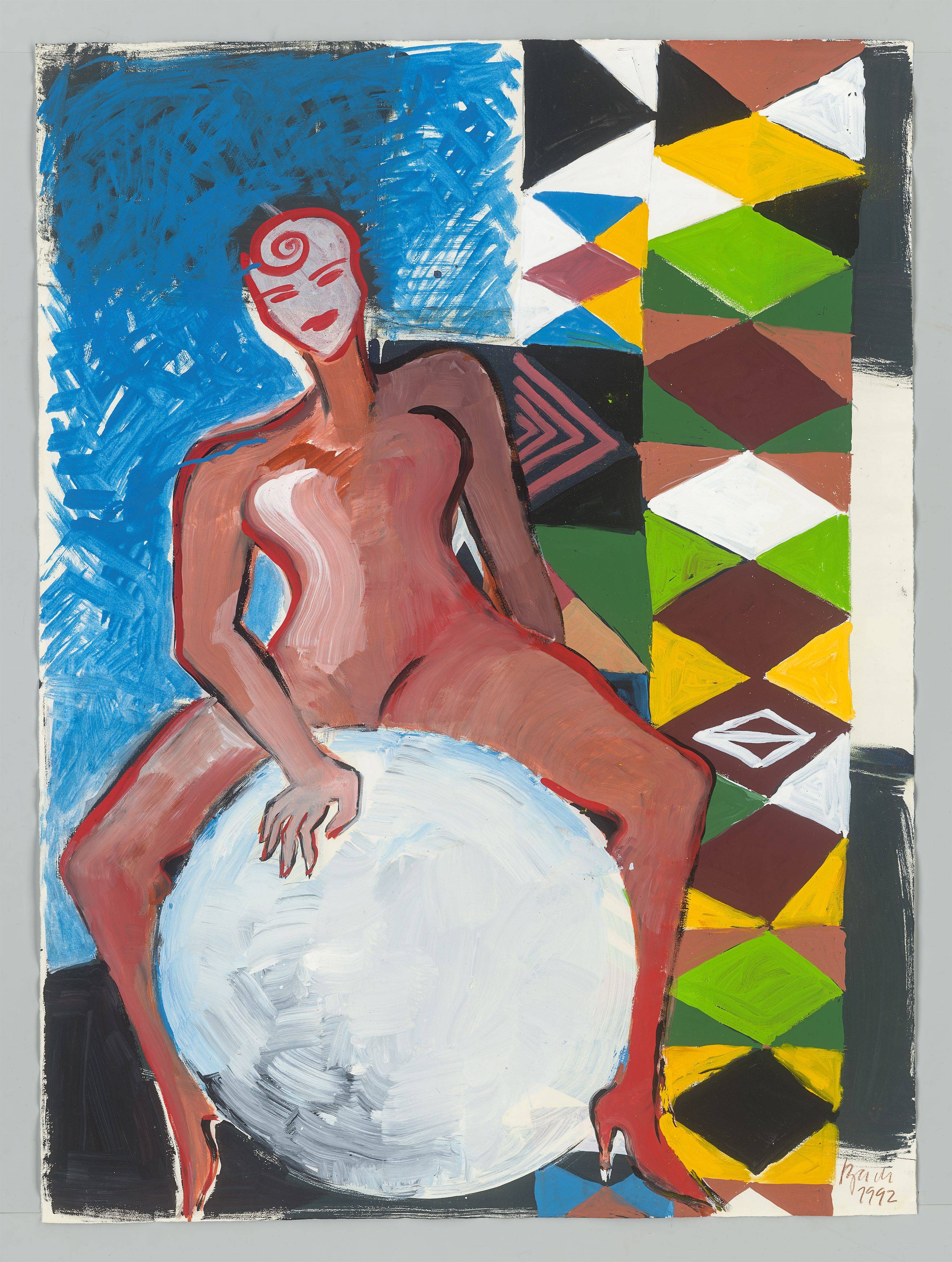 This picture shows the following artwork: Elvira Bach. ”Ritt über Korrallenstaub”. 1992.