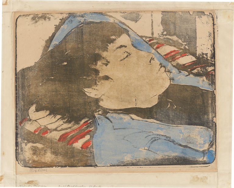 This picture shows the following artwork: Max Kaus. ”Schlafendes Mädchen I”. Circa 1924.