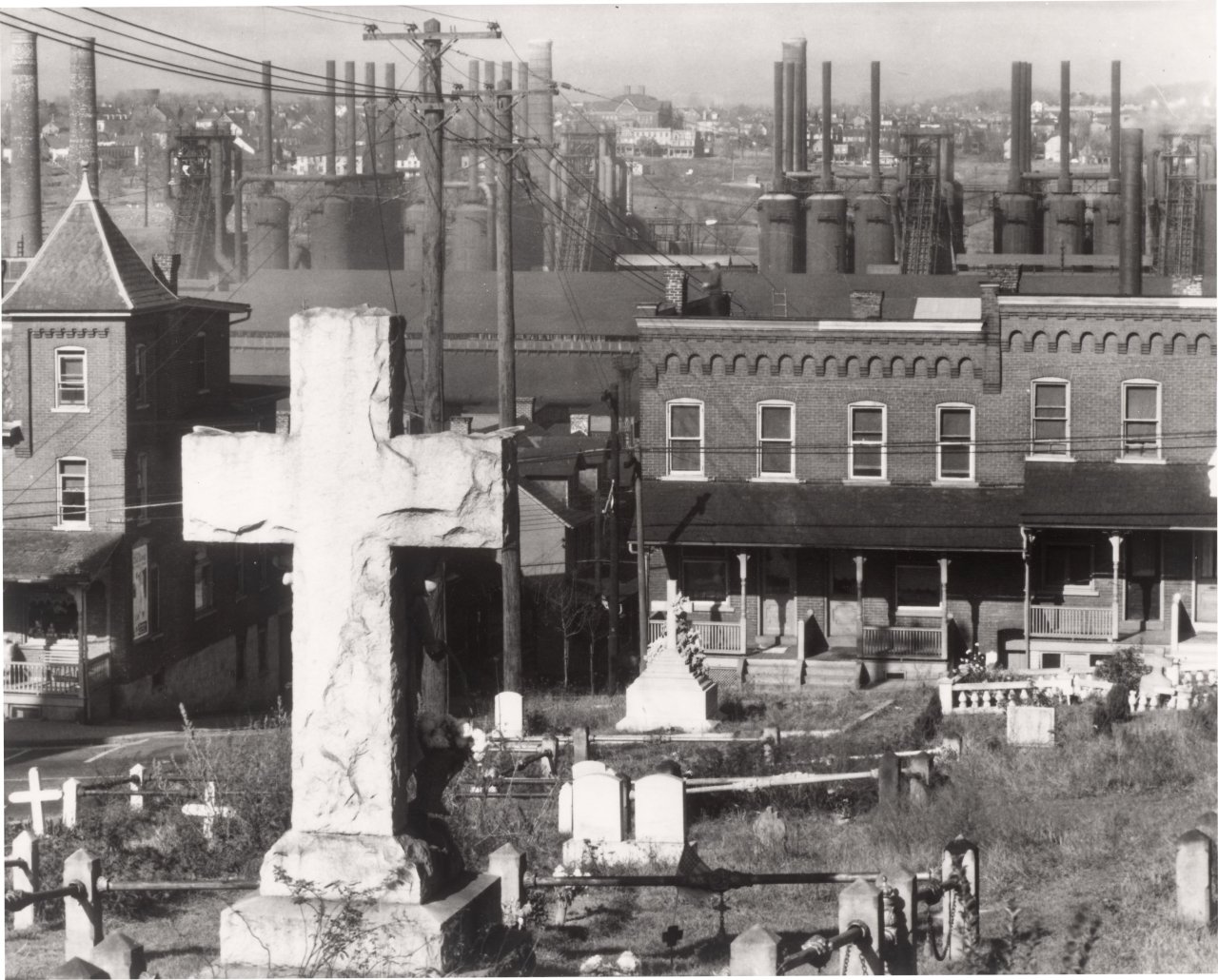This picture shows the following artwork: Walker Evans. Bethlehem Graveyard and Steel Mill, Pennsylvania. 1935.