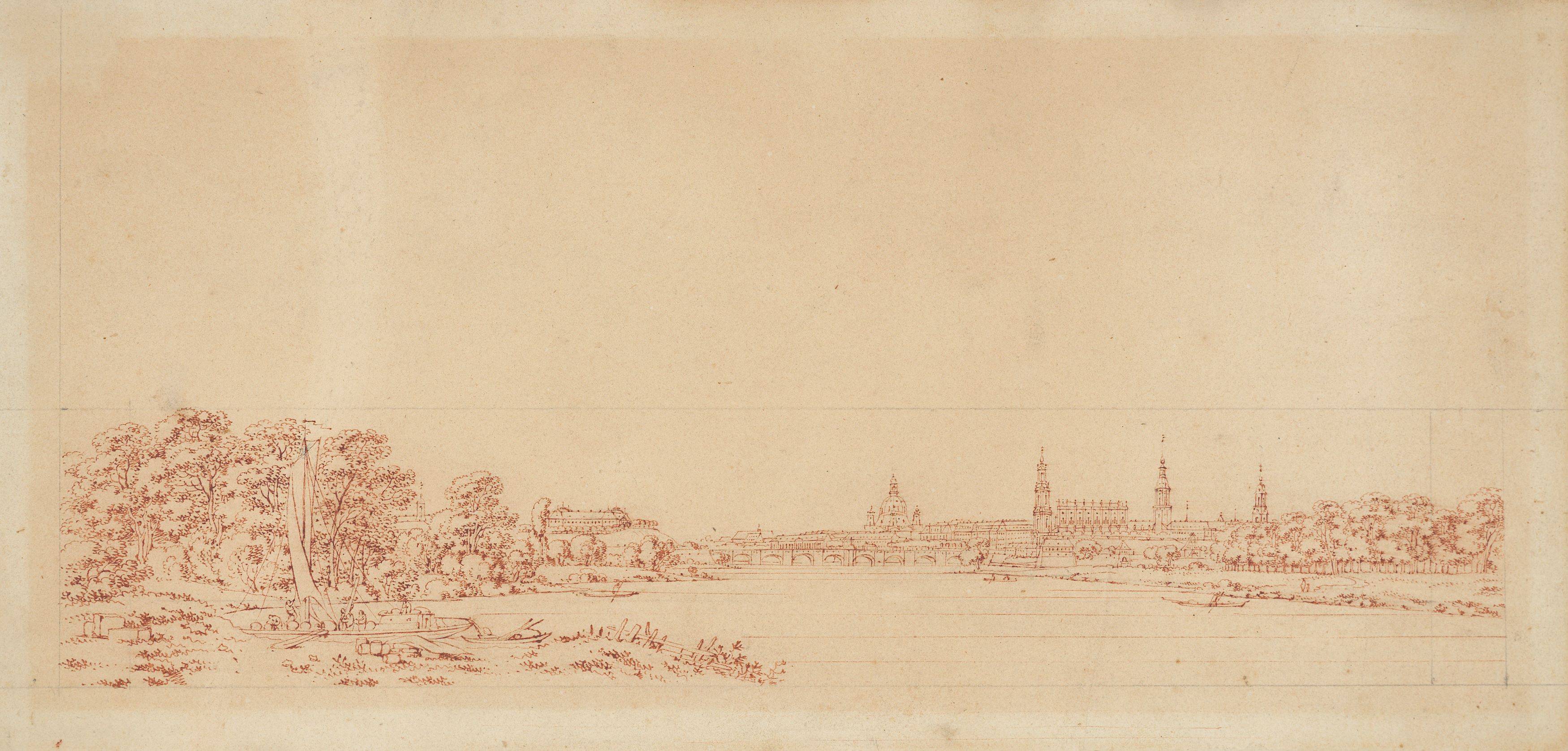 This picture shows the following artwork: Adrian Zingg. View of Dresden.