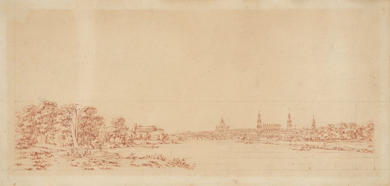 This picture shows the following artwork: Adrian Zingg. View of Dresden.