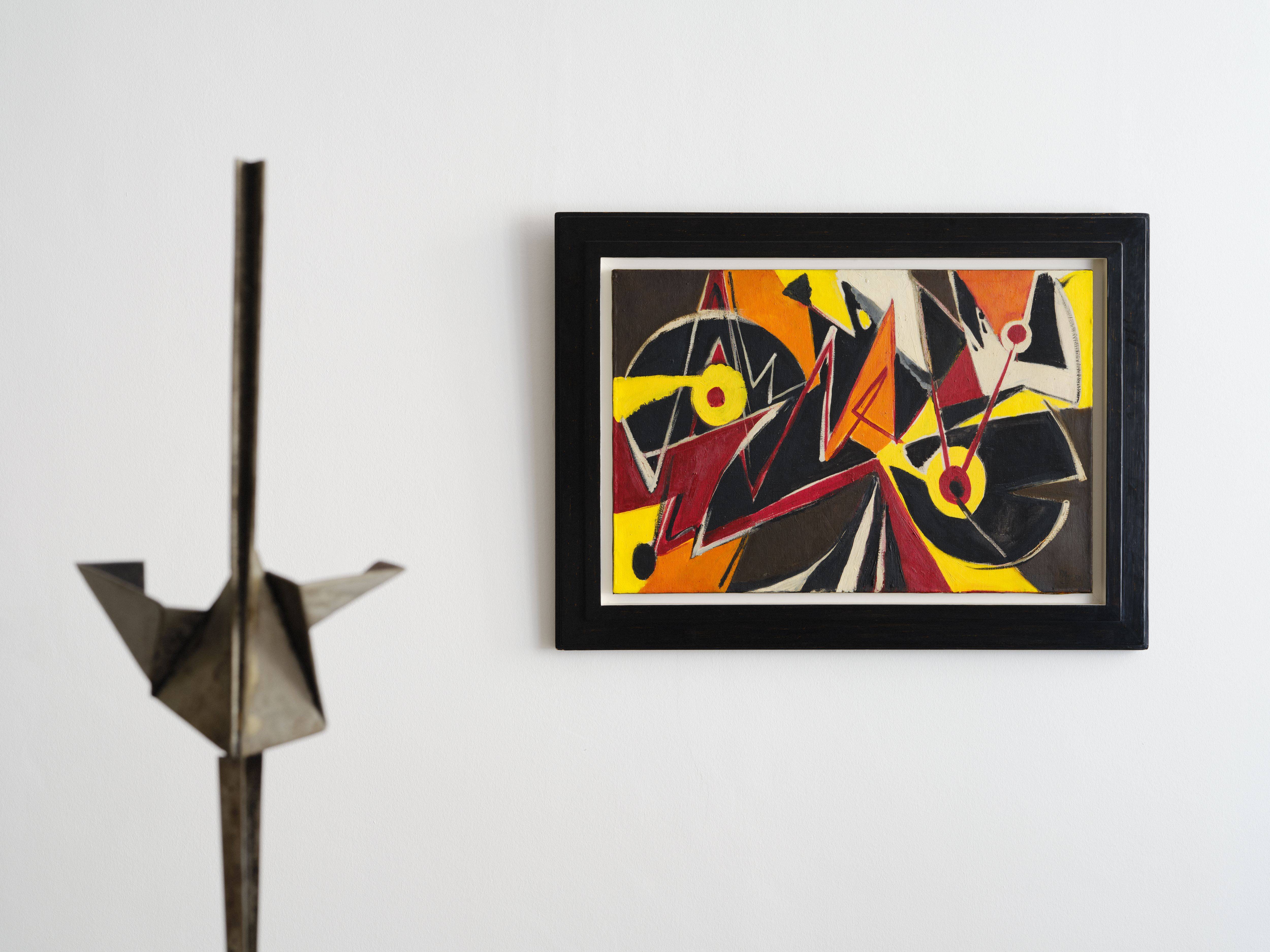 Auf diesem Bild ist das folgende Kunstwerk zu sehen: Ernst Wilhelm Nay. „Um drei rote Punkte“. 1950.