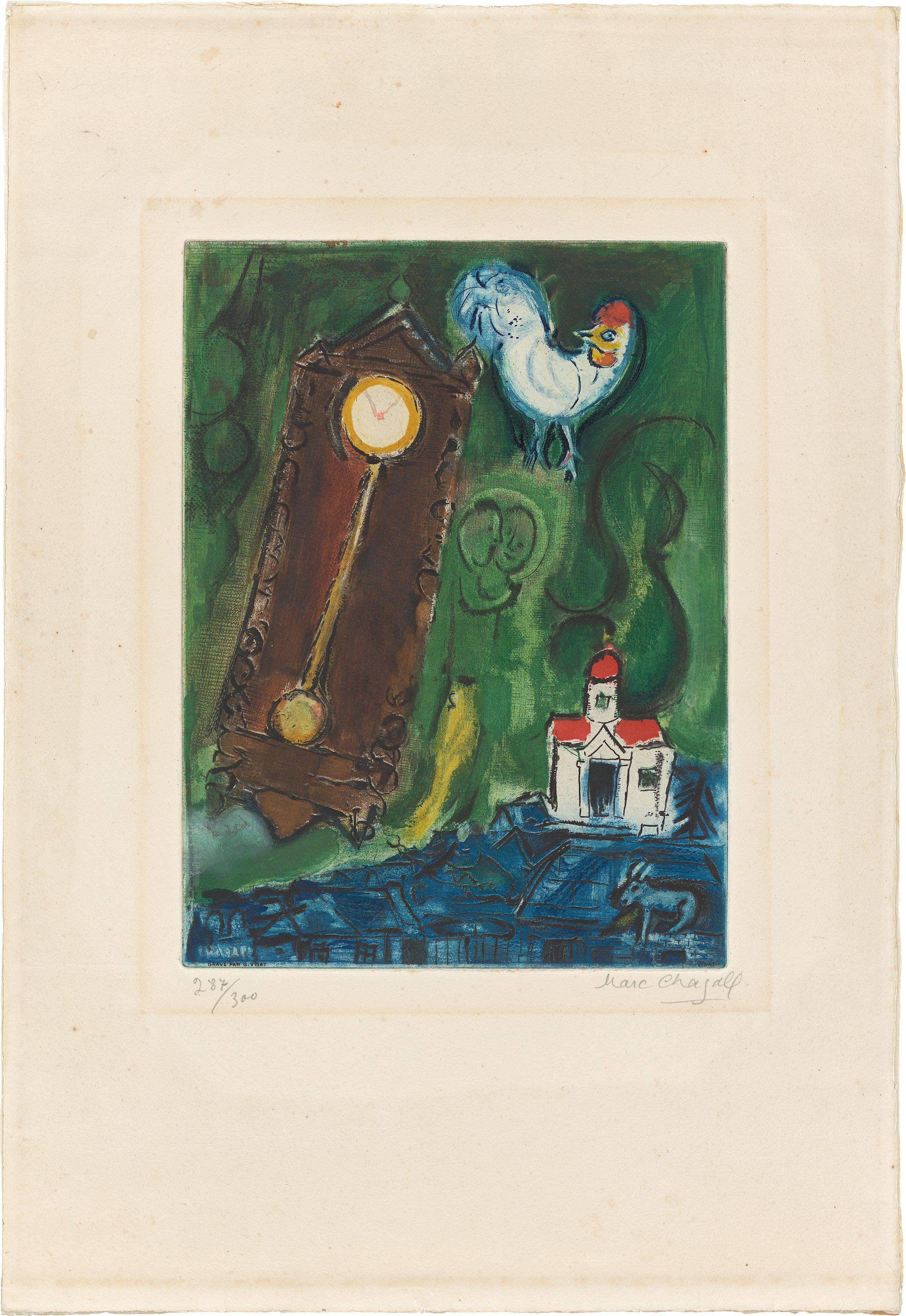This picture shows the following artwork: Marc Chagall. ”L'Horloge – Le Pendule”. 1956.