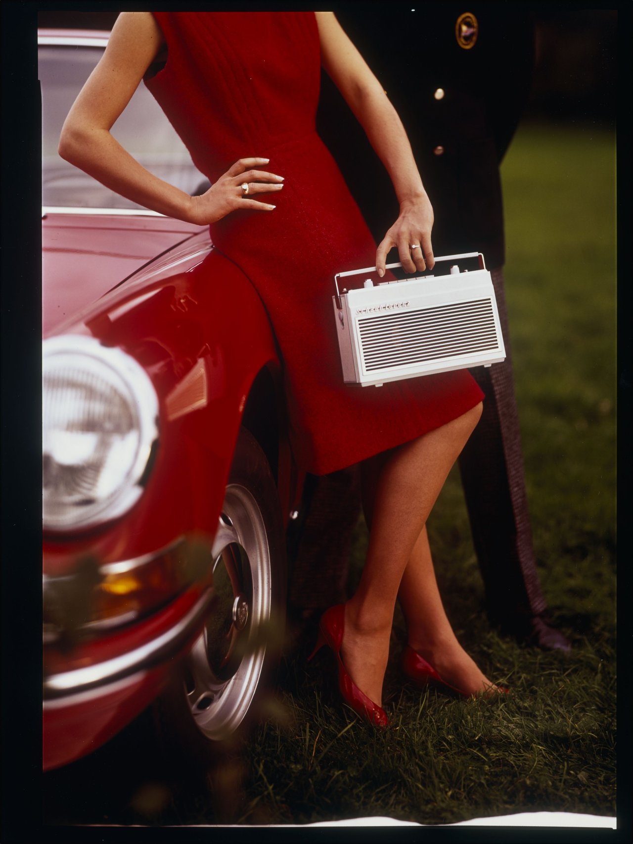 This picture shows the following artwork: Walde Huth. Advertising photographs: 'Schaub Lorenz' Touring Radio / 'Wipp perfekt' Waschmittel / 'Schiesser' Unterwäsche. 1950s/60s.