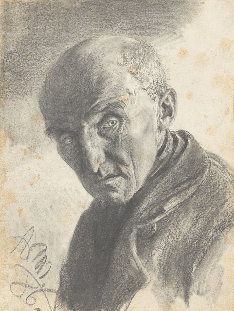 This picture shows the following artwork: Adolph Menzel. Head of an Old Man. 1886.