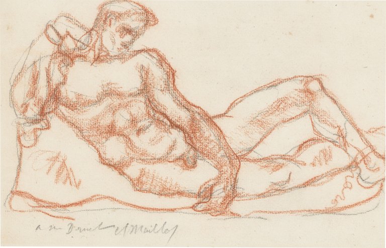 Auf diesem Bild ist das folgende Kunstwerk zu sehen: Aristide Maillol. „Homme couché“. Vor 1916.