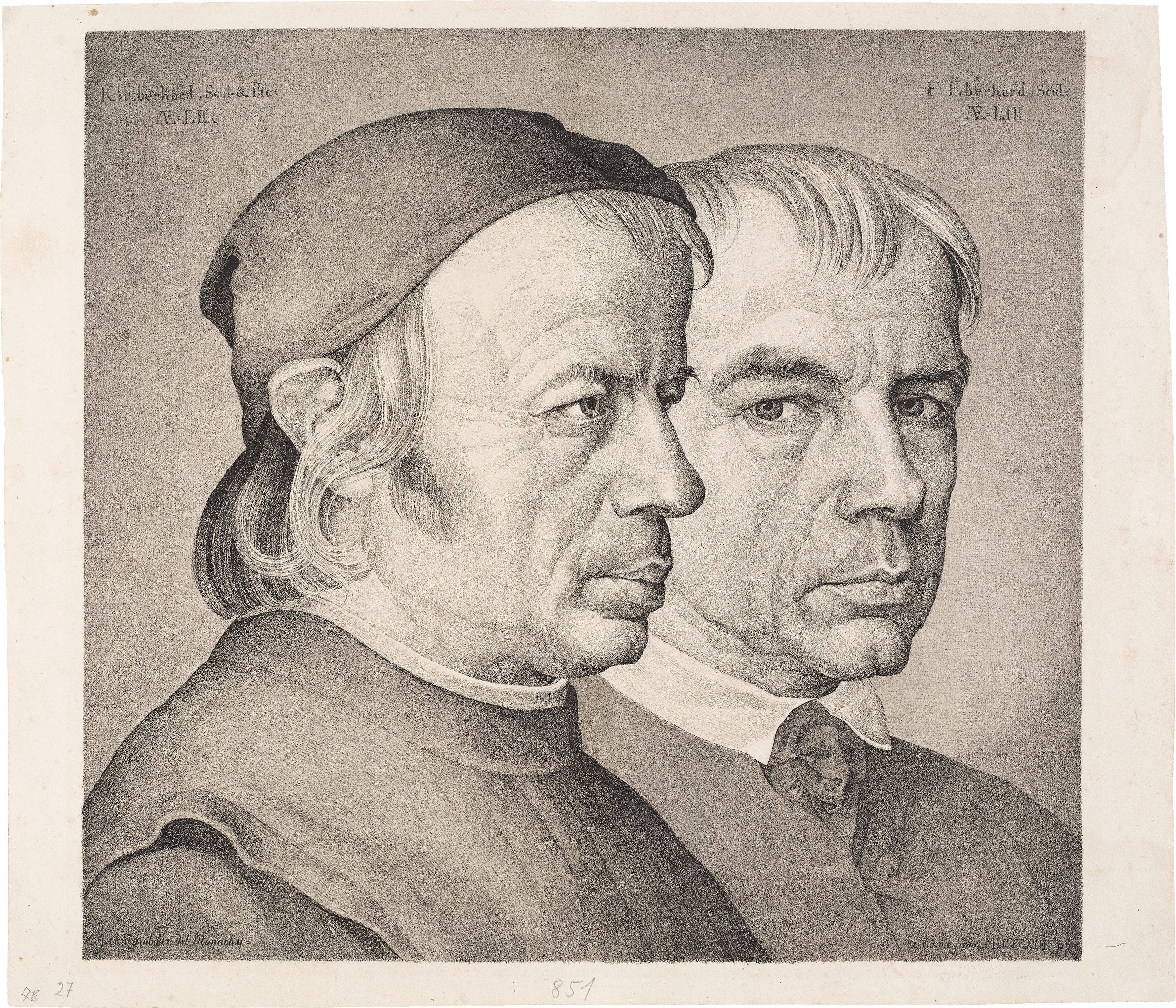 This picture shows the following artwork: Johann Anton Ramboux. ”Bildnis der Gebrüder Konrad und Franz Eberhard”. 1822.