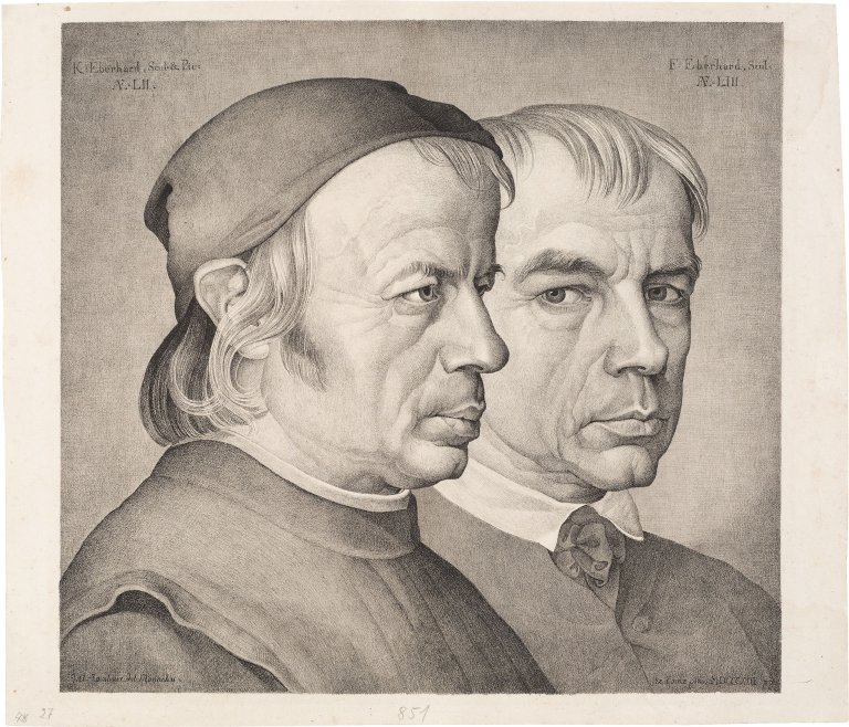 This picture shows the following artwork: Johann Anton Ramboux. ”Bildnis der Gebrüder Konrad und Franz Eberhard”. 1822.