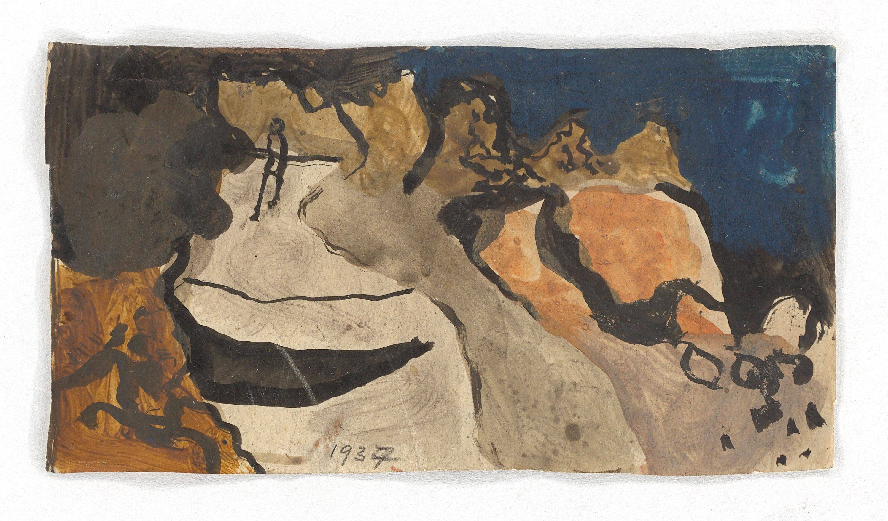 This picture shows the following artwork: Graham Sutherland. ”Road in Pembrokeshire”. 1937.