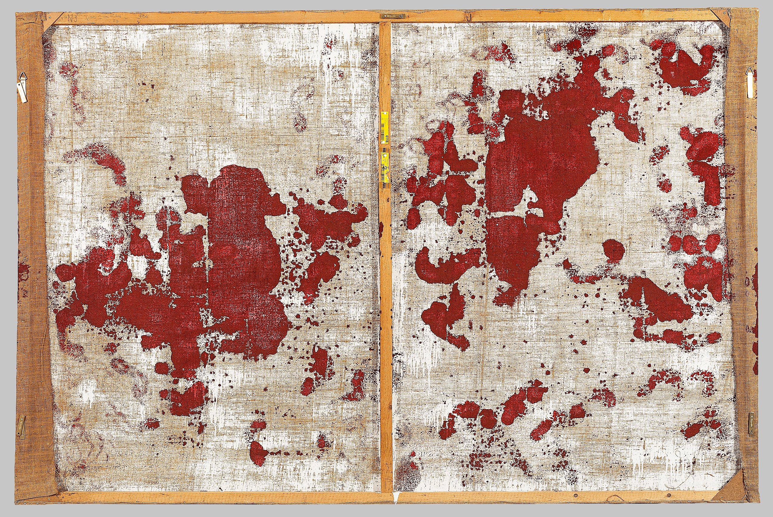 Auf diesem Bild ist das folgende Kunstwerk zu sehen: Hermann Nitsch. Ohne Titel (Schüttbild). 1983.