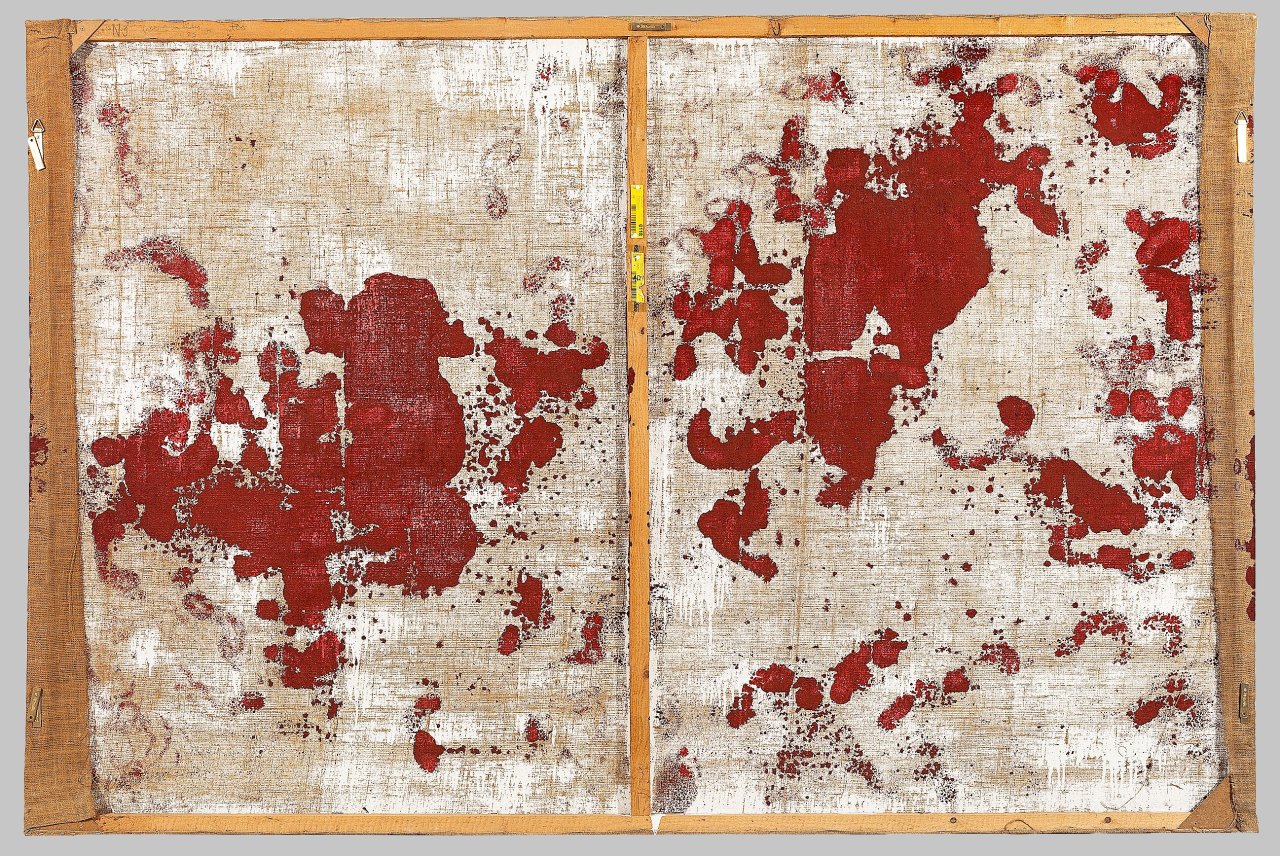 Auf diesem Bild ist das folgende Kunstwerk zu sehen: Hermann Nitsch. Ohne Titel (Schüttbild). 1983.