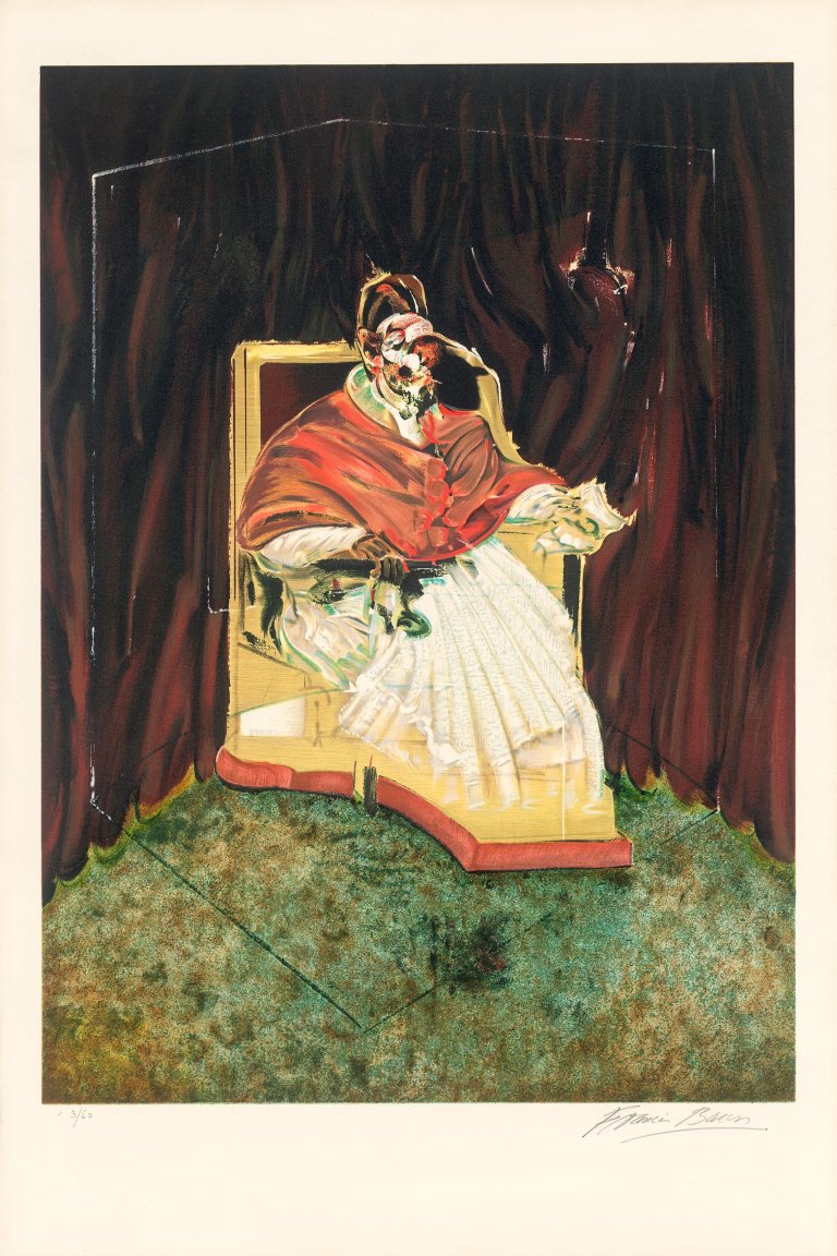 Auf diesem Bild ist das folgende Kunstwerk zu sehen: Francis Bacon. „Study for portrait of Pope Innocent X after Vélasquez“. 1989.