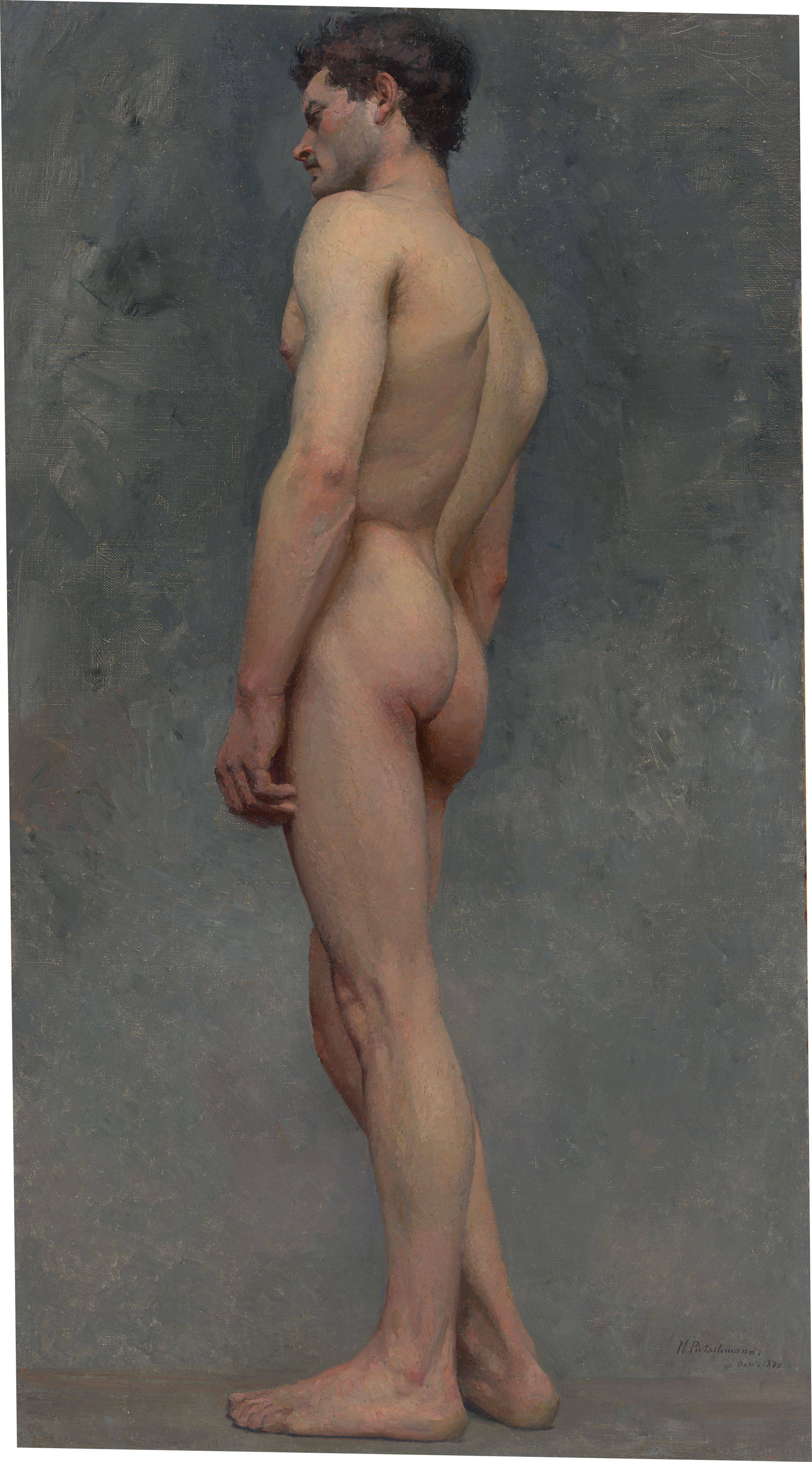 This picture shows the following artwork: Max Pietschmann. Study of a male standing nude. 1890.