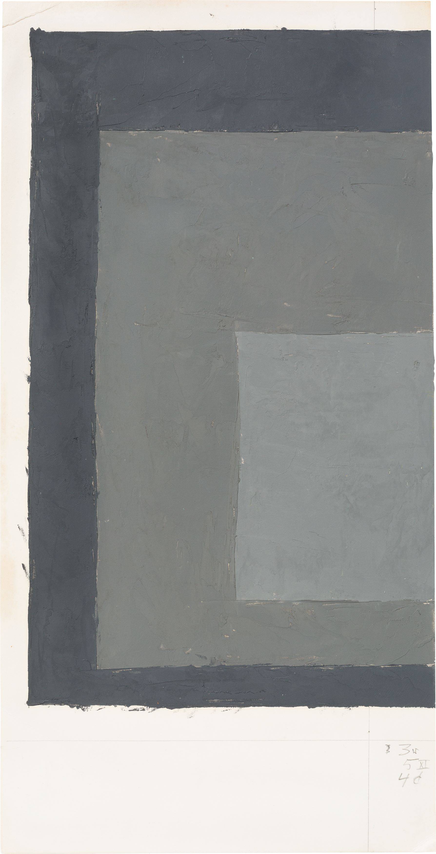 Auf diesem Bild ist das folgende Kunstwerk zu sehen: Josef Albers. Farbstudie zu „Homage to the Square“. Um 1964-74.