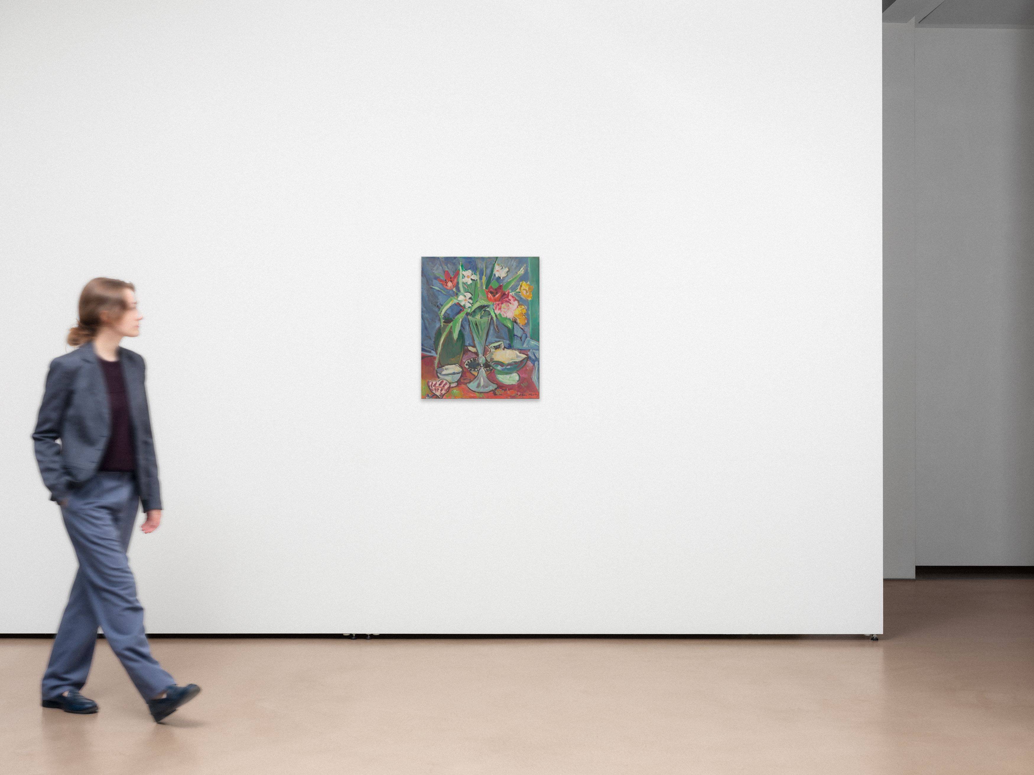 This picture shows the following artwork: Oskar Moll. ”Tulpen und Narzissen (,Blumenstilleben')”. Circa 1918.